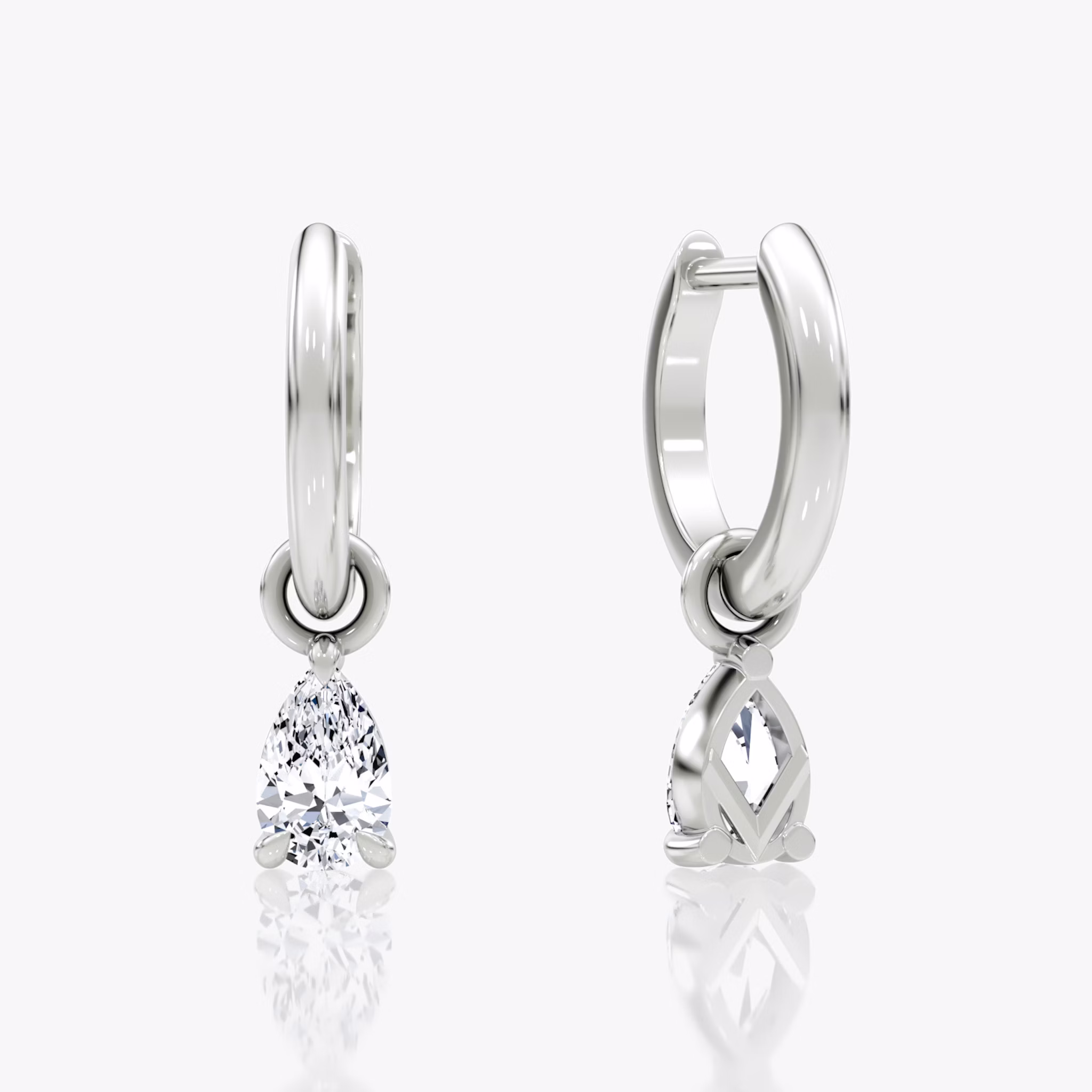 Charm Drop Huggie Hoop | Pear | Sterling Silver | caratWeight: 0.25ct