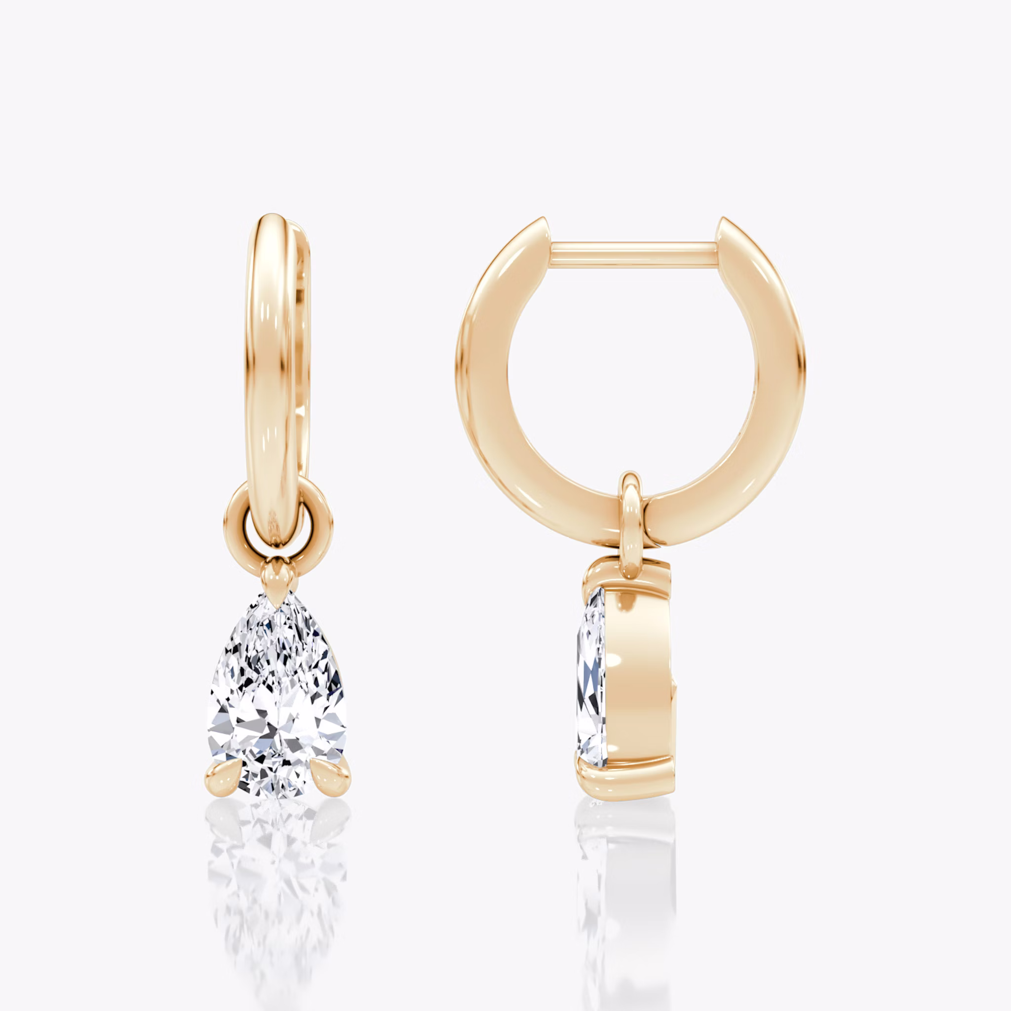 Charm Drop Huggie Hoop | Pear | 14k | Rose Gold | caratWeight: 0.50ct