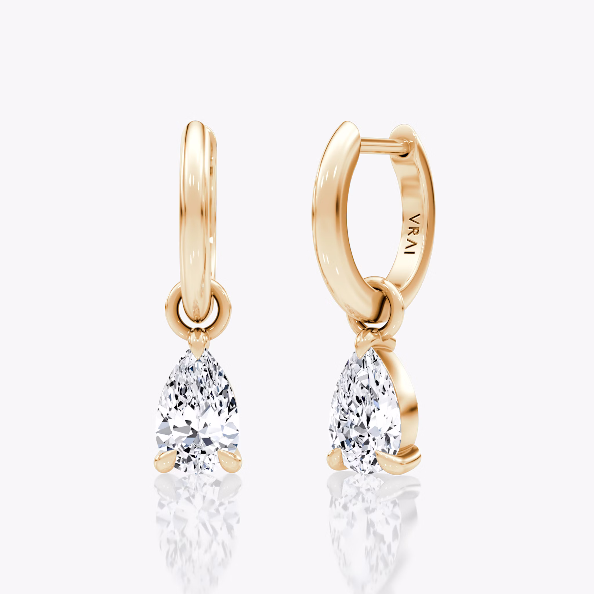 Charm Drop Huggie Hoop | Pear | 14k | Rose Gold | caratWeight: 0.50ct