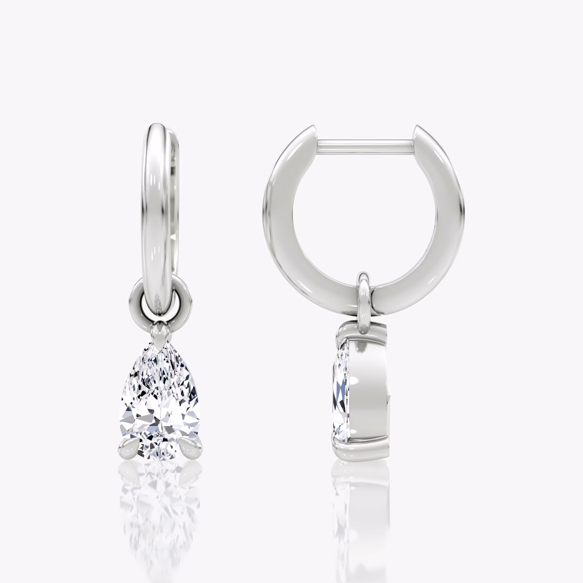 Charm Drop Huggie Hoop | Pear | Sterling Silver | caratWeight: 0.50ct