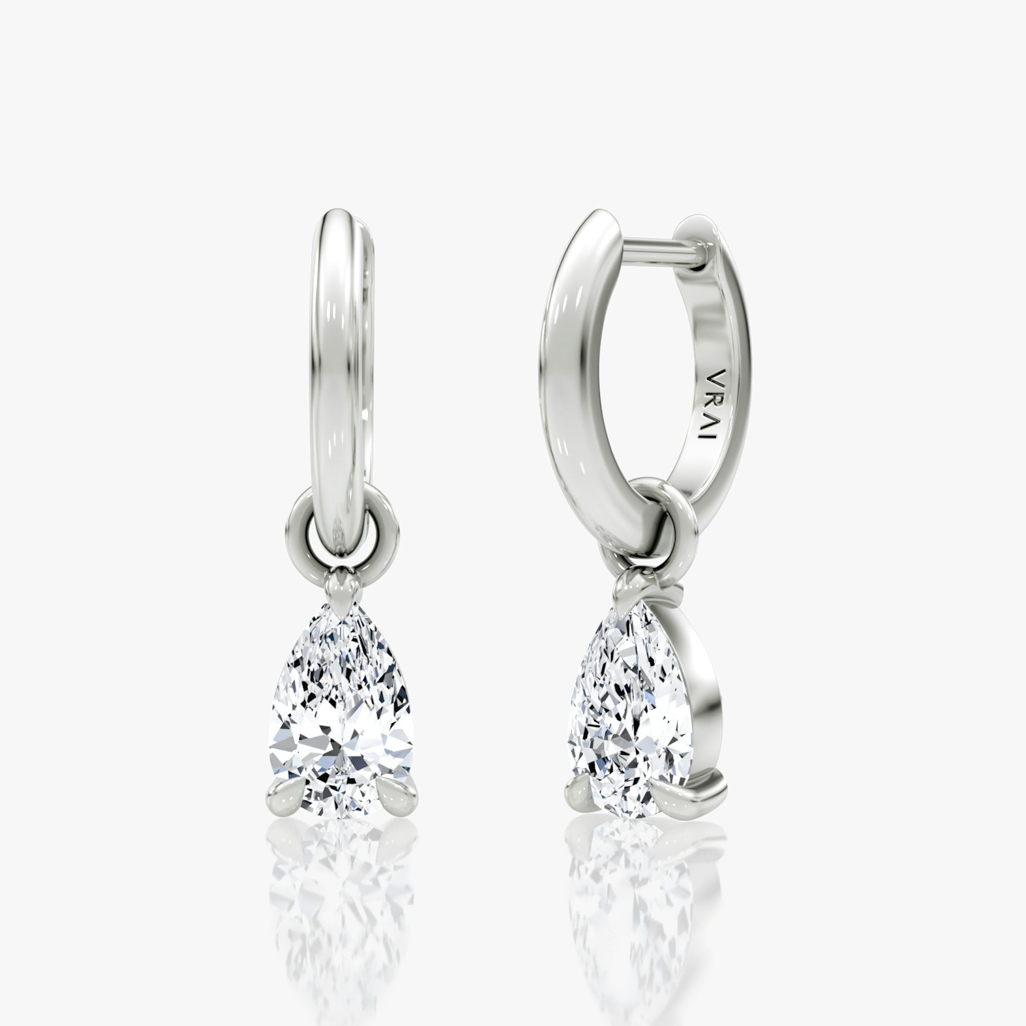 Charm Drop Huggie Hoop | Pear | Sterling Silver | caratWeight: 0.50ct