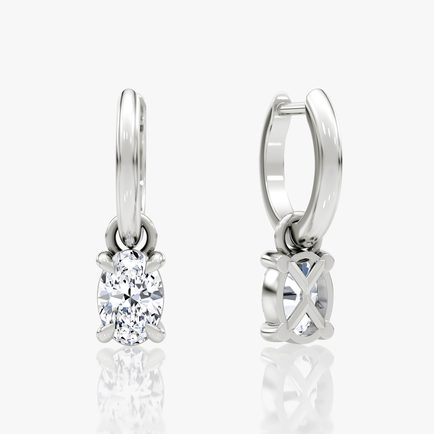 Charm Drop Huggie Hoop | Oval | Sterling Silver