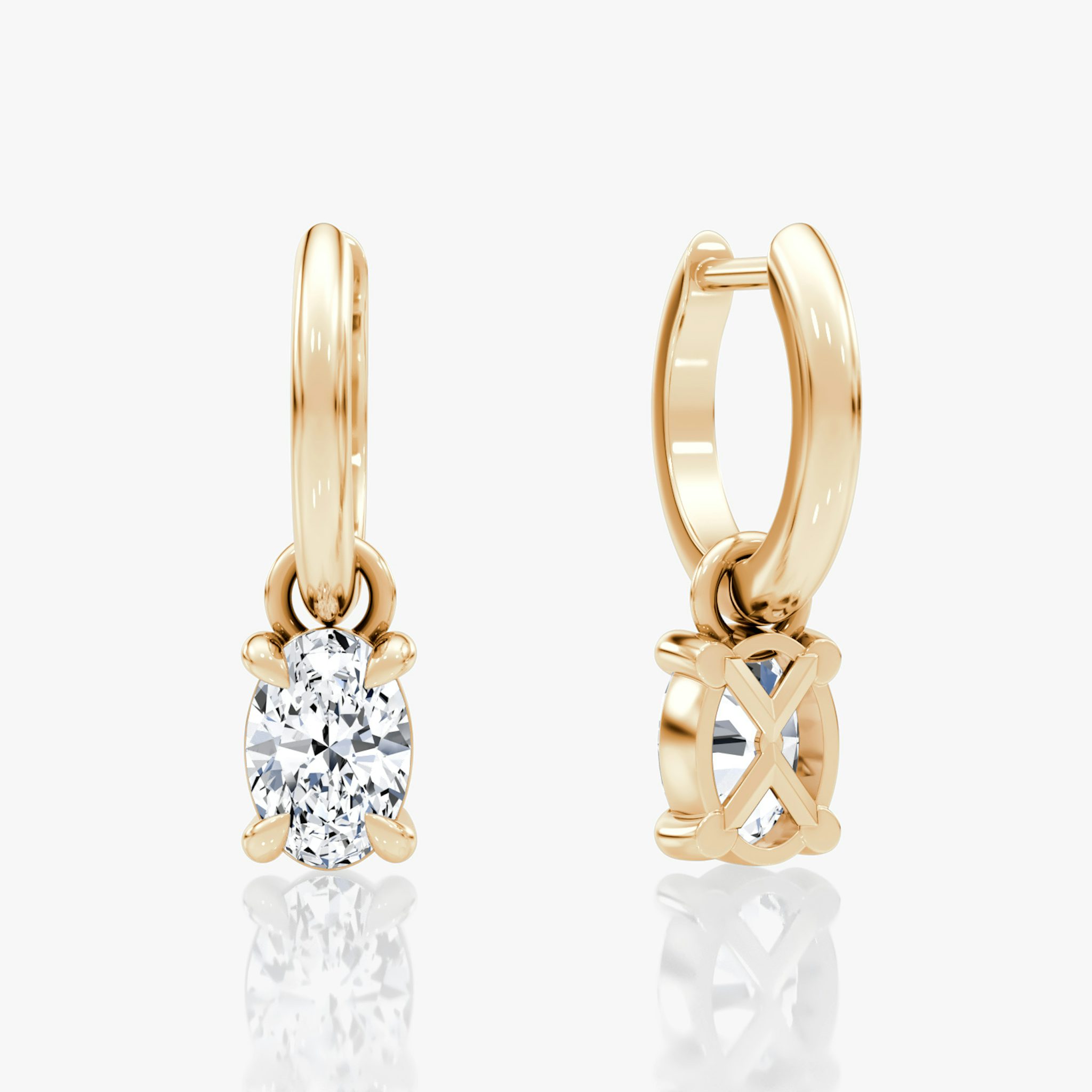 Charm Drop Huggie Hoop | Oval | 14k | Rose Gold