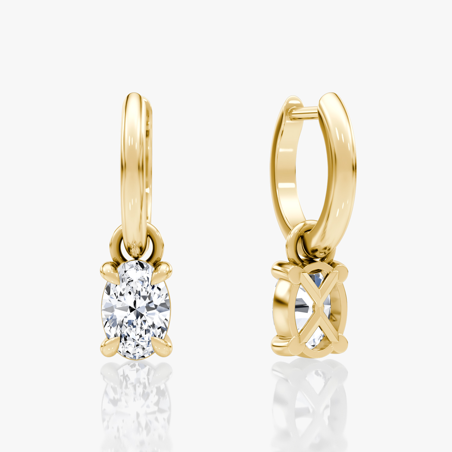 Charm Drop Huggie Hoop | Oval | 14k | Yellow Gold