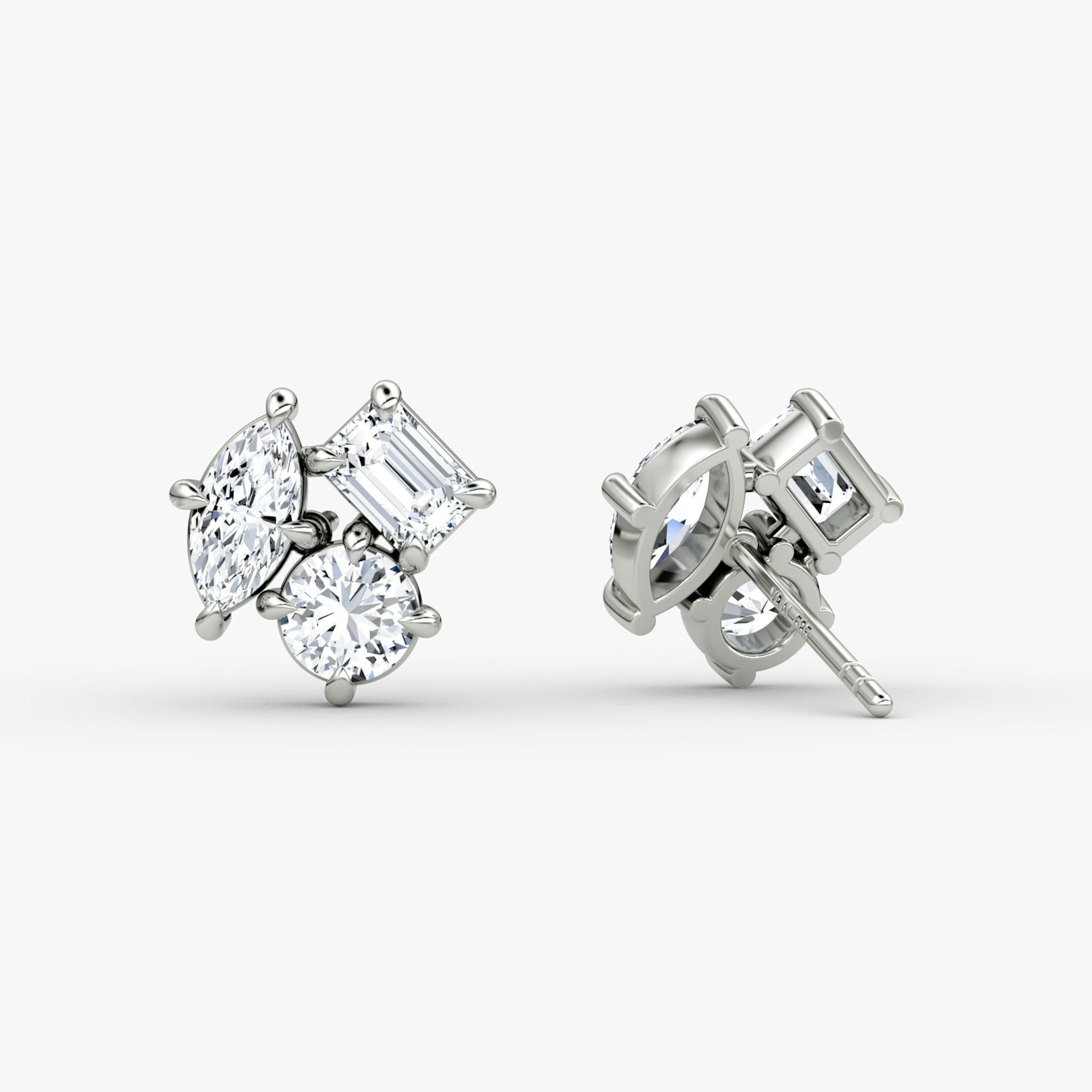 Constellation Studs | round-brilliant+emerald+marquise | 14k | White Gold | side: left