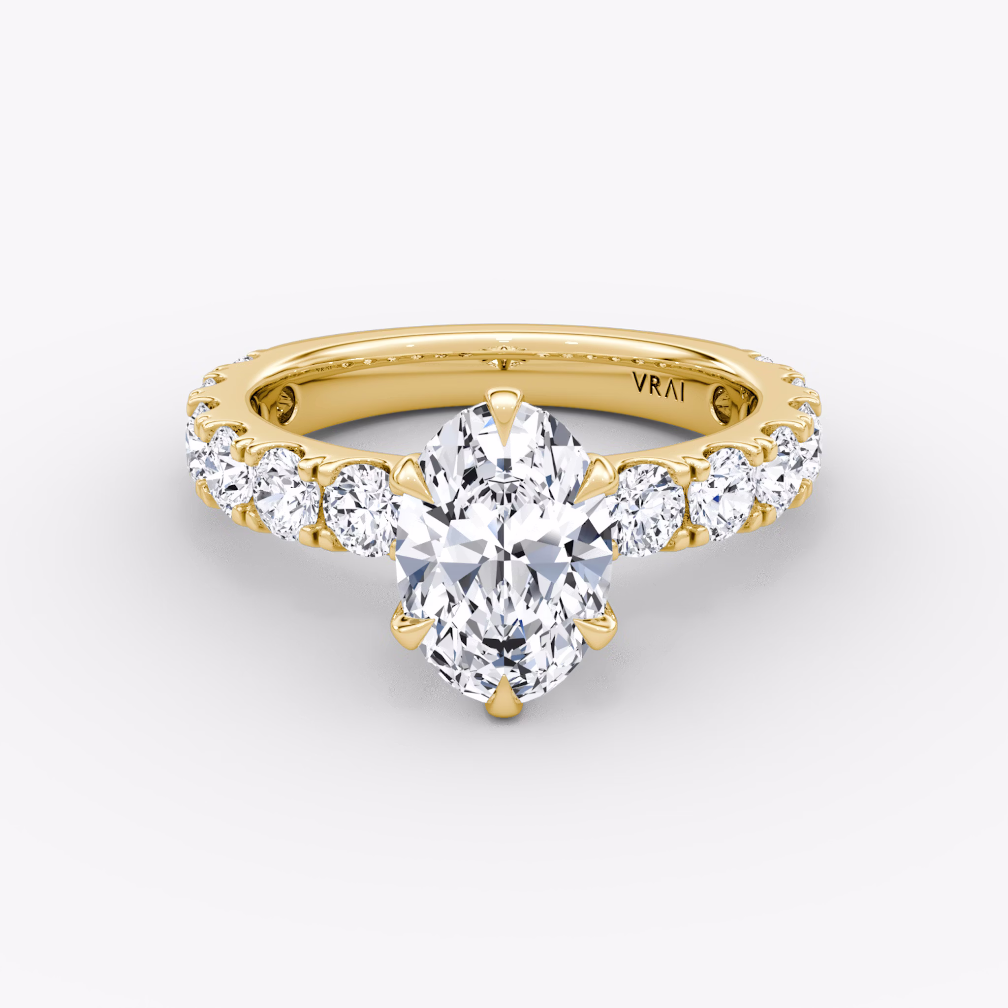 Anillo de compromiso Amour Eternity | Oval | 18k | Oro amarillo | bandAccent: Simple | diamondOrientation: vertical | caratWeight: other