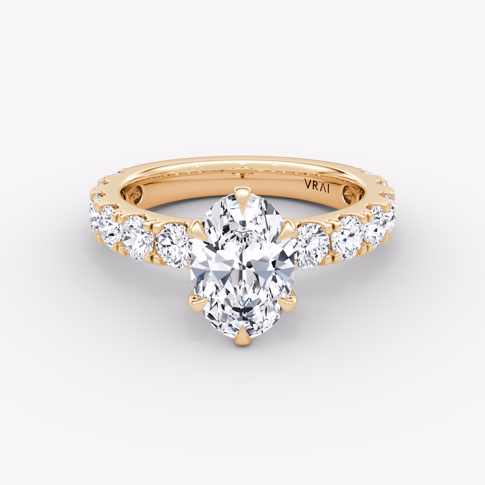 Anillo de compromiso Amour Eternity | Oval | 14k | Oro rosa | bandAccent: Simple | diamondOrientation: vertical | caratWeight: other