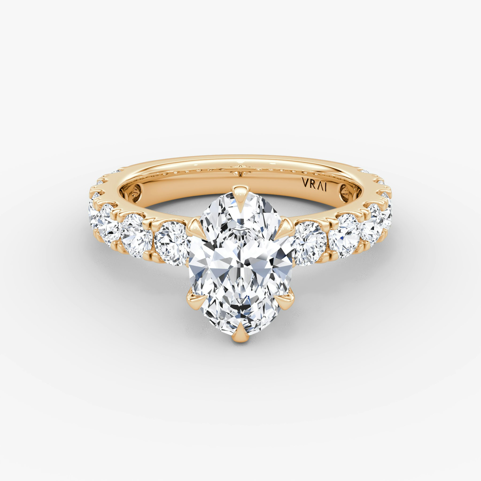 Anillo de compromiso Amour Eternity | Oval | 14k | Oro rosa | bandAccent: Simple | diamondOrientation: vertical | caratWeight: other