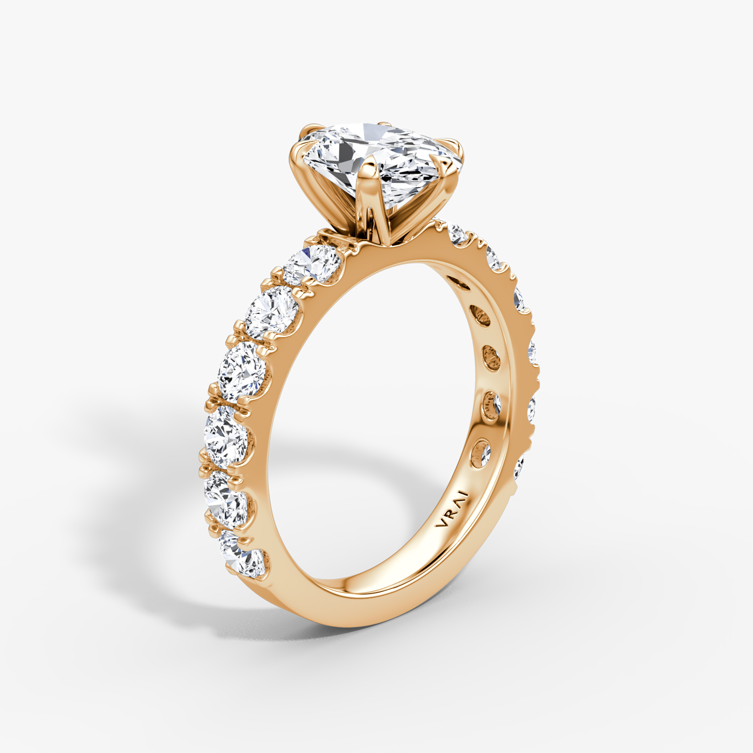 Anillo de compromiso Amour Eternity | Oval | 14k | Oro rosa | bandAccent: Simple | diamondOrientation: vertical | caratWeight: other