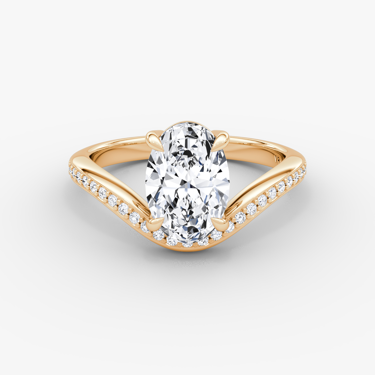The Curve | Oval | 14k | Rose Gold | bandAccent: Pavé | diamondOrientation: vertical | caratWeight: other