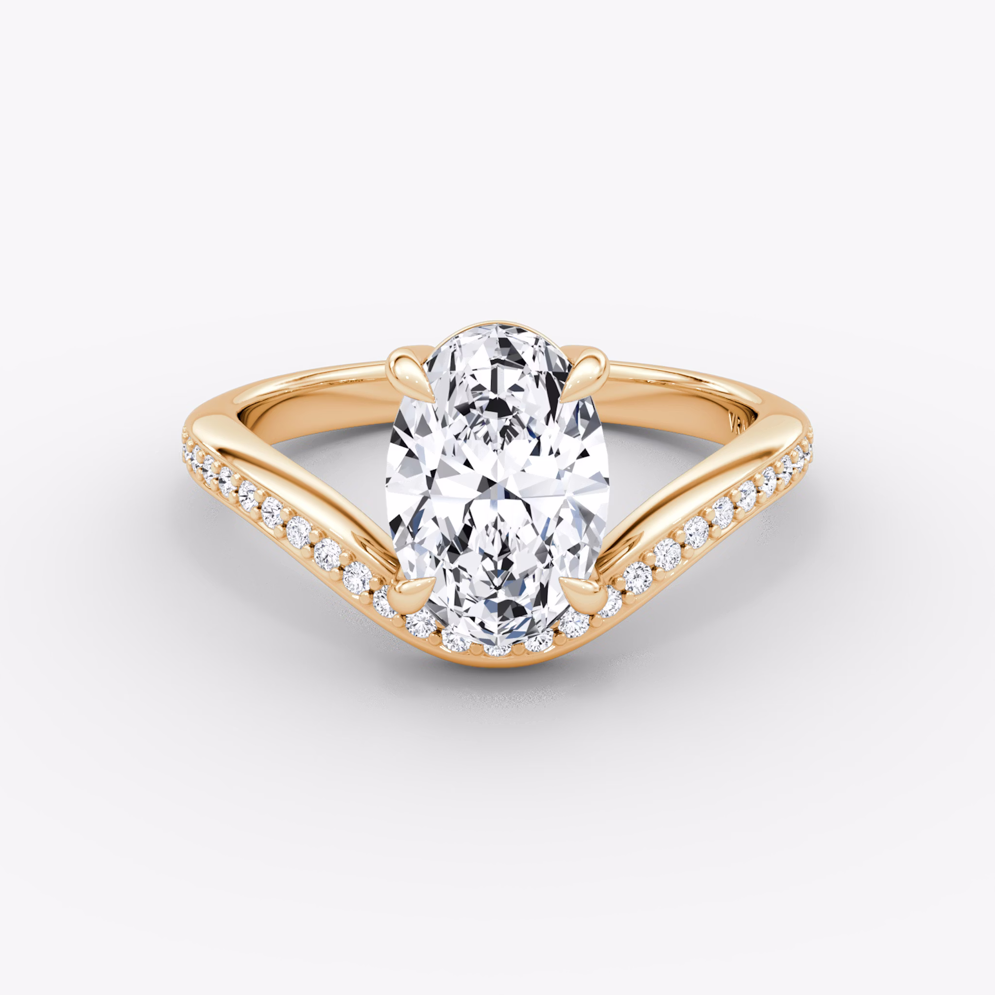 The Curve | Oval | 14k | Rose Gold | bandAccent: Pavé | diamondOrientation: vertical | caratWeight: other