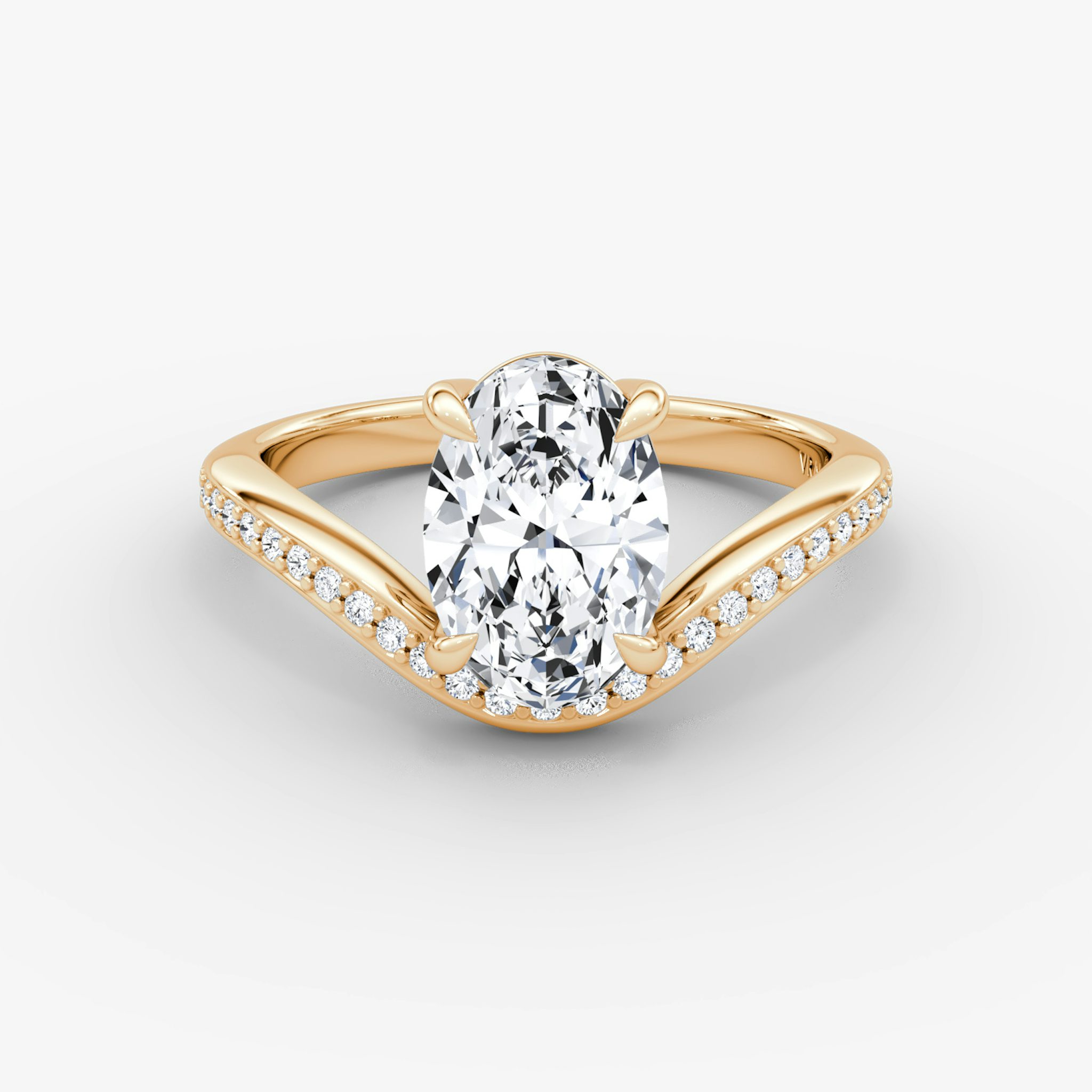 The Curve | Oval | 14k | Rose Gold | bandAccent: Pavé | diamondOrientation: vertical | caratWeight: other