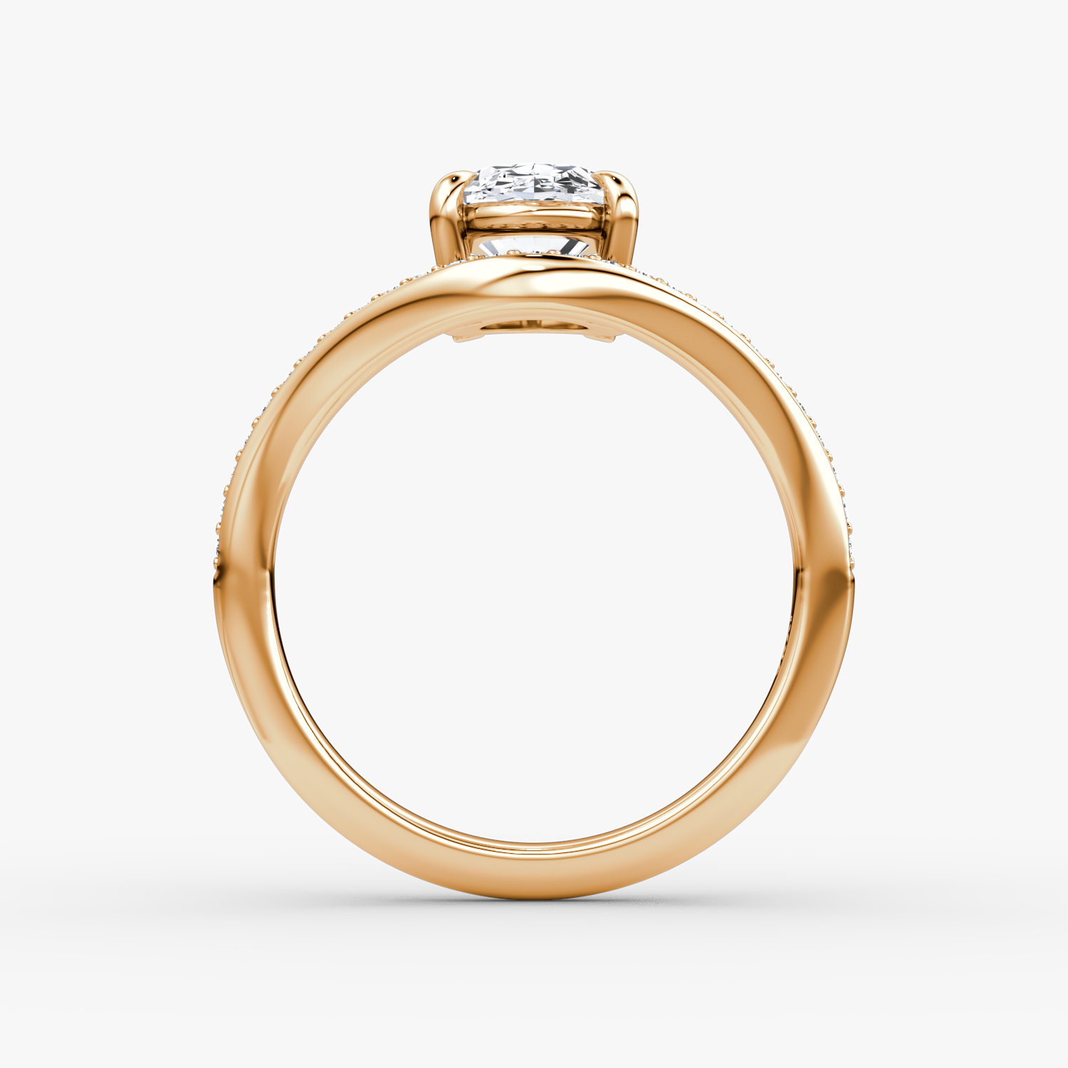 The Curve | Oval | 14k | Rose Gold | bandAccent: Pavé | diamondOrientation: vertical | caratWeight: other