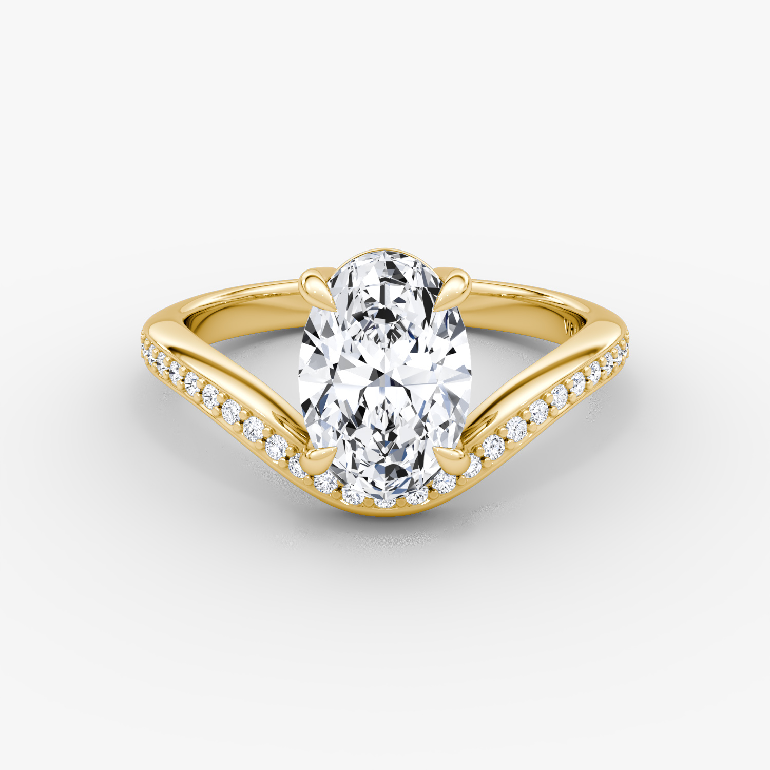 Anillo de compromiso Curve | Oval | 18k | Oro amarillo | bandAccent: Pavé | diamondOrientation: vertical | caratWeight: other