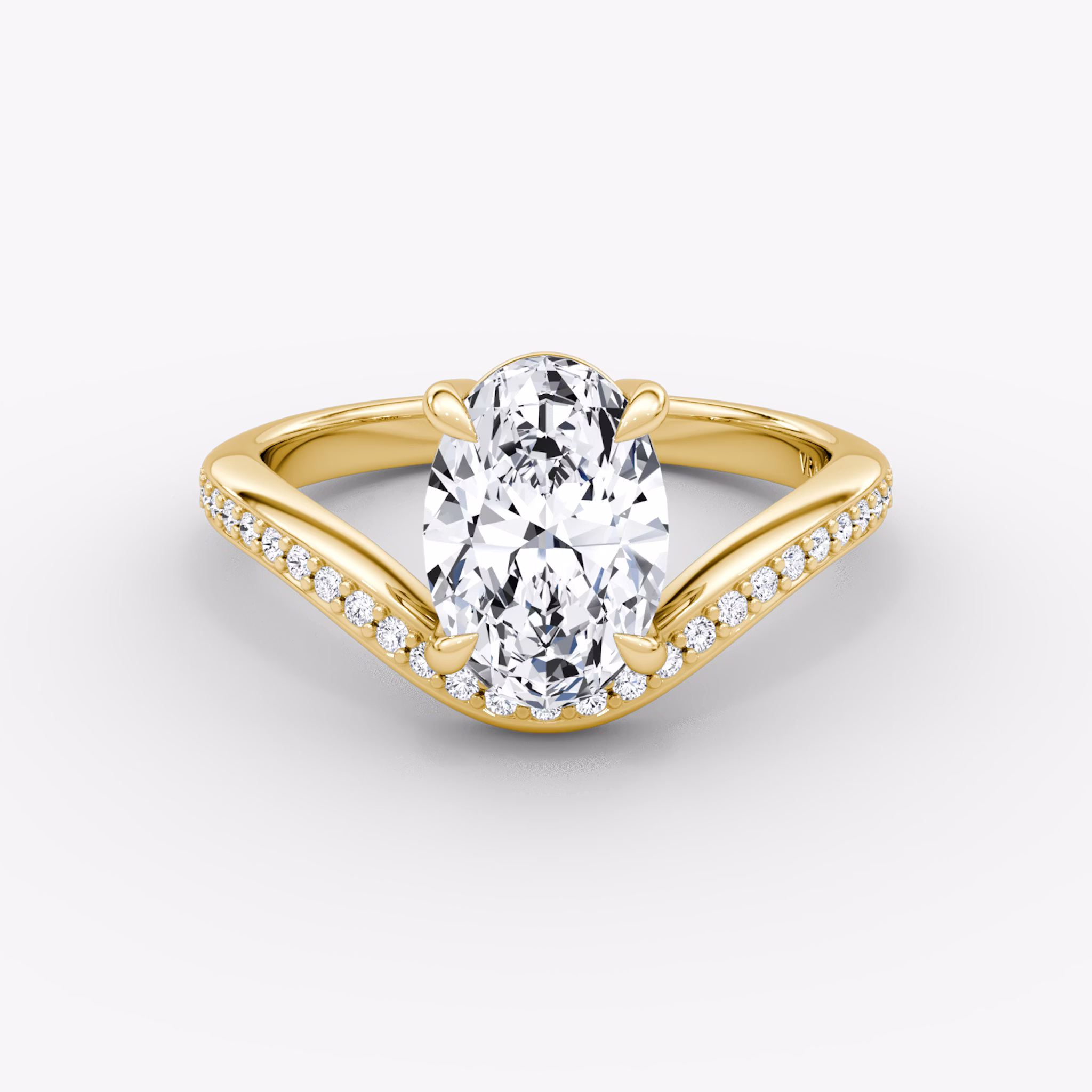 The Curve | Oval | 18k | Yellow Gold | bandAccent: Pavé | diamondOrientation: vertical | caratWeight: other