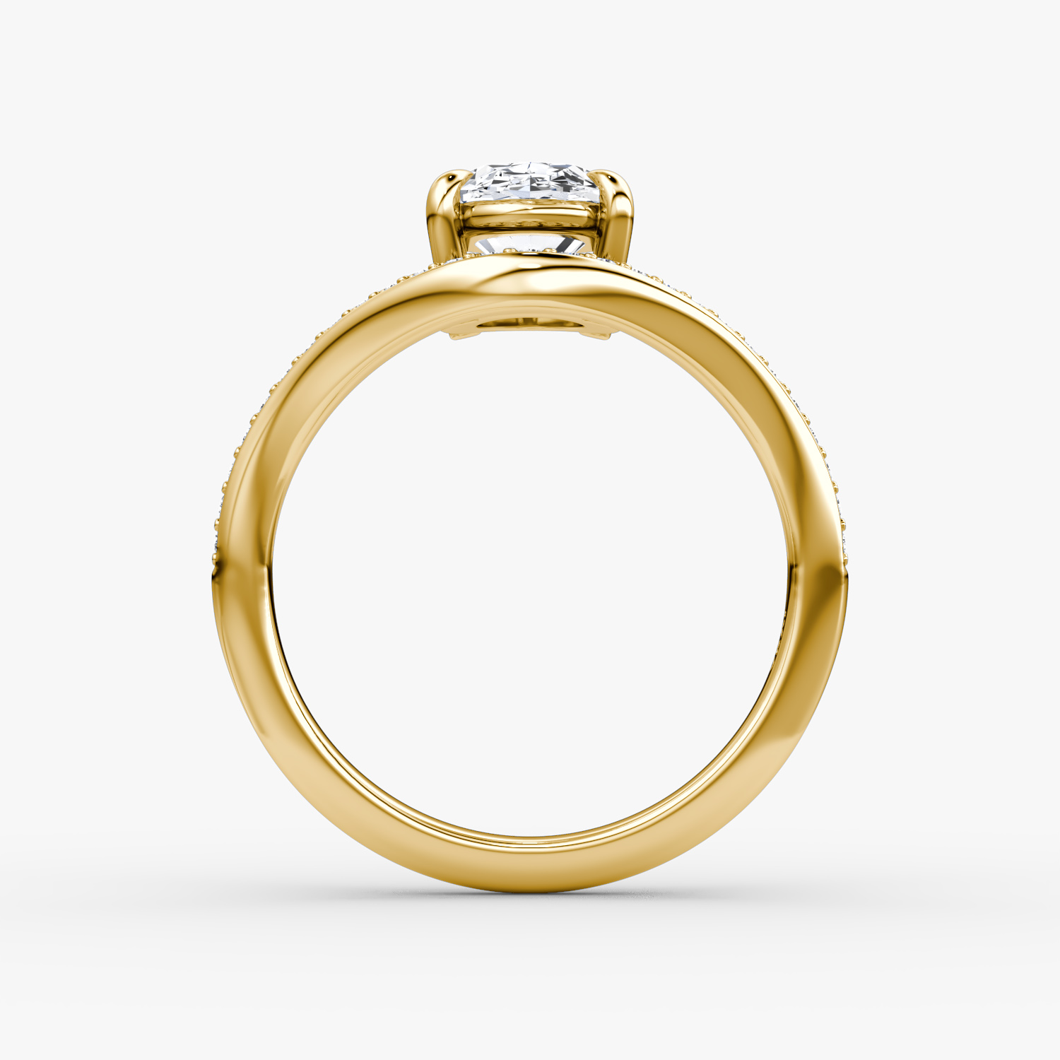 Anillo de compromiso Curve | Oval | 18k | Oro amarillo | bandAccent: Pavé | diamondOrientation: vertical | caratWeight: other