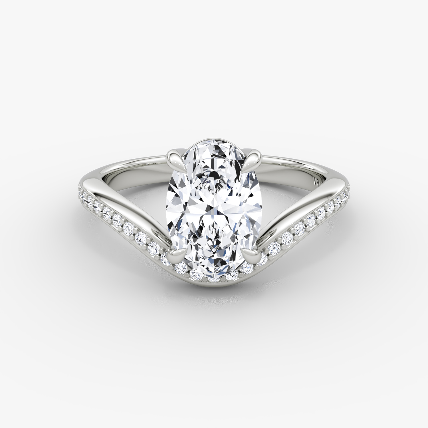 The Curve | Oval | Platinum | bandAccent: Pavé | diamondOrientation: vertical | caratWeight: other