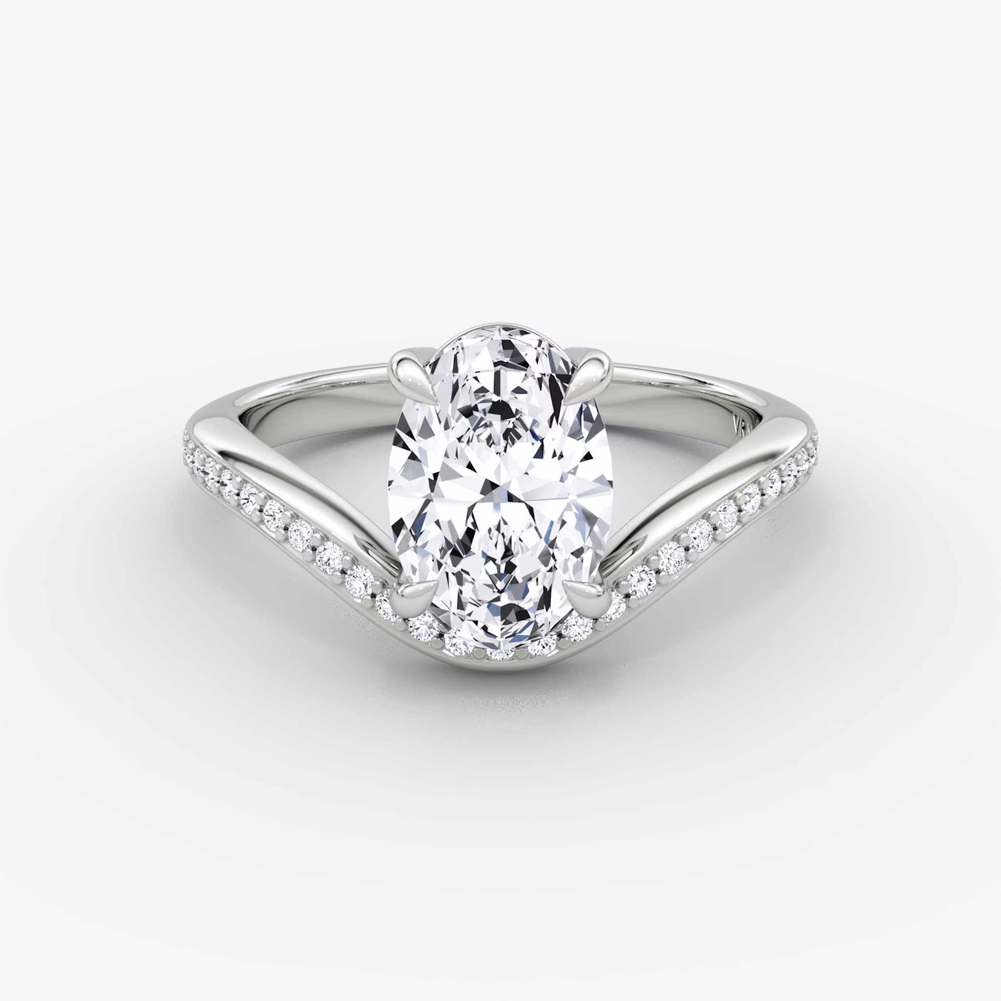 The Curve | Oval | Platinum | bandAccent: Pavé | diamondOrientation: vertical | caratWeight: other