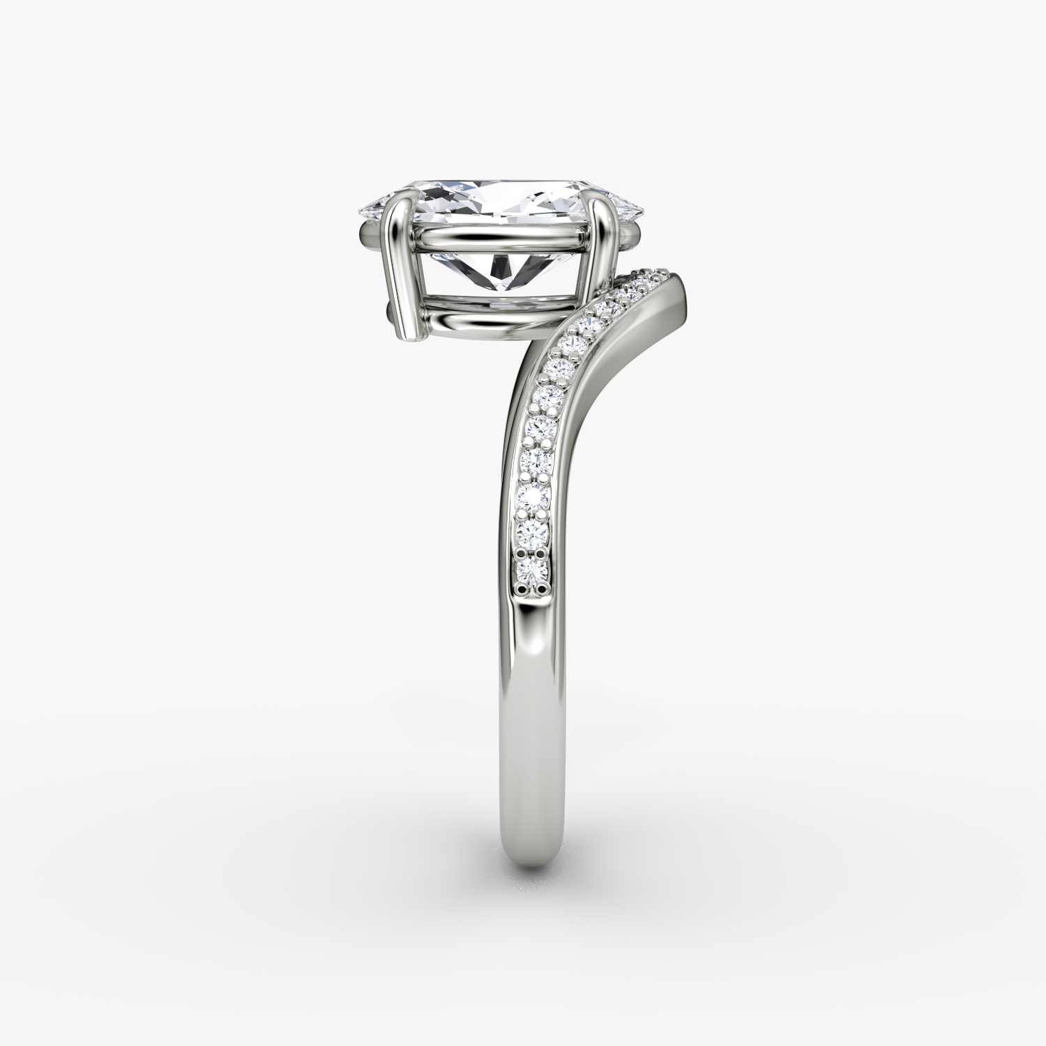 The Curve | Oval | Platinum | bandAccent: Pavé | diamondOrientation: vertical | caratWeight: other