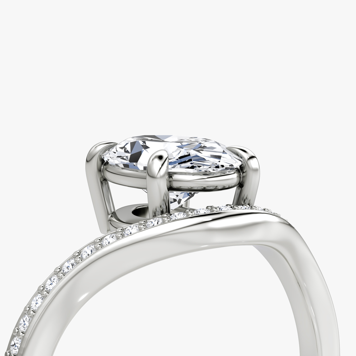 The Curve | Oval | Platinum | bandAccent: Pavé | diamondOrientation: vertical | caratWeight: other