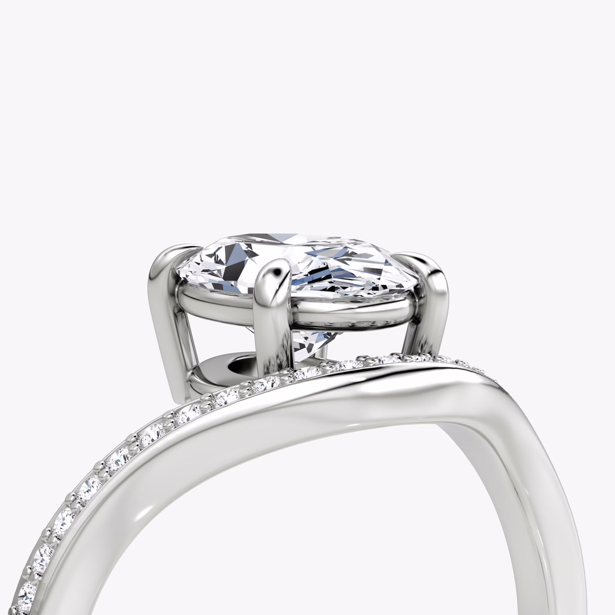The Curve | Oval | Platinum | bandAccent: Pavé | diamondOrientation: vertical | caratWeight: other