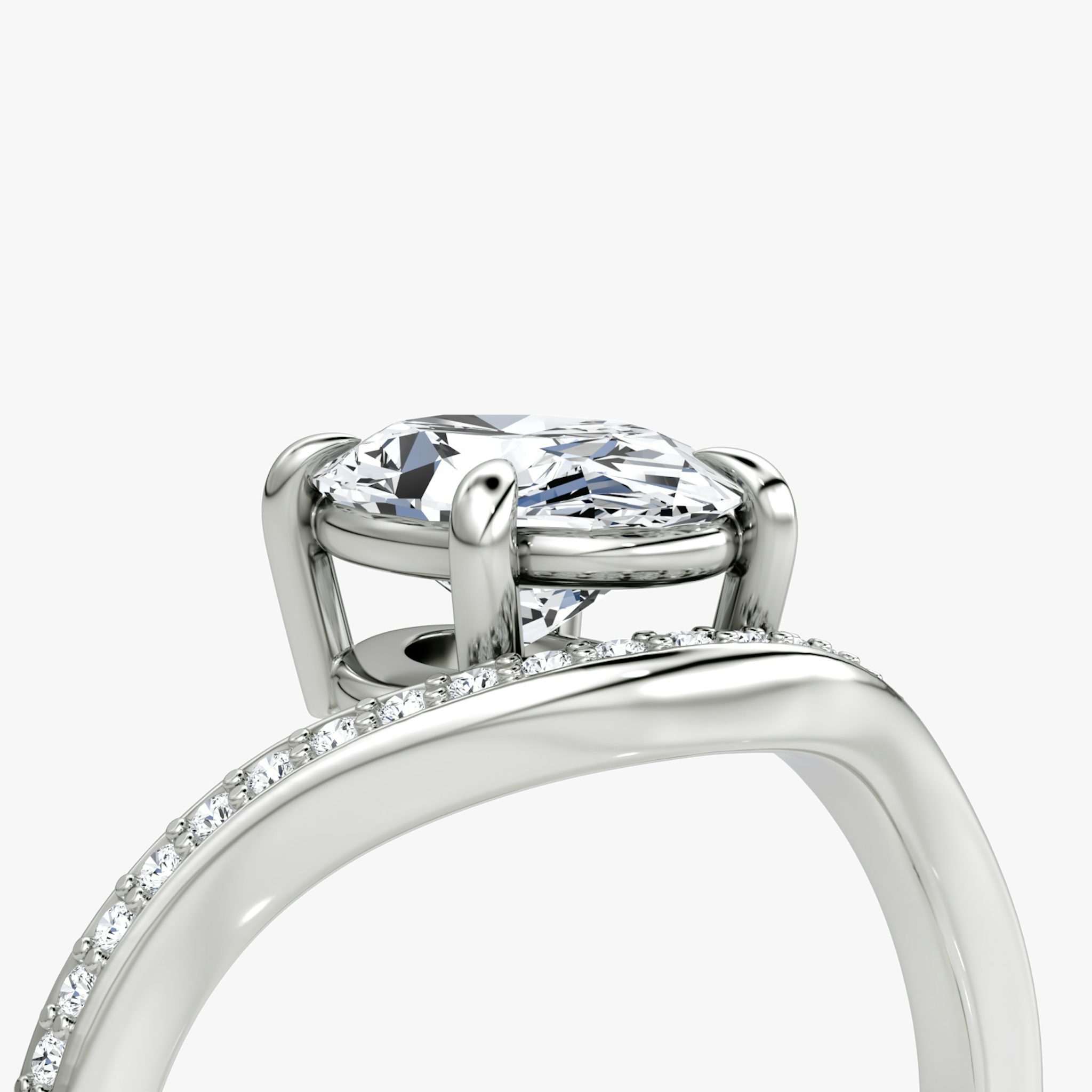 The Curve | Oval | Platinum | bandAccent: Pavé | diamondOrientation: vertical | caratWeight: other