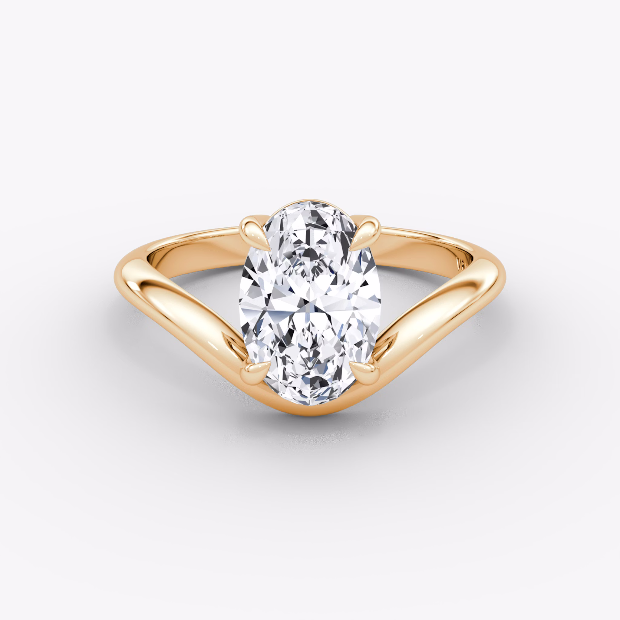 The Curve | Oval | 14k | Rose Gold | bandAccent: Plain | diamondOrientation: vertical | caratWeight: other