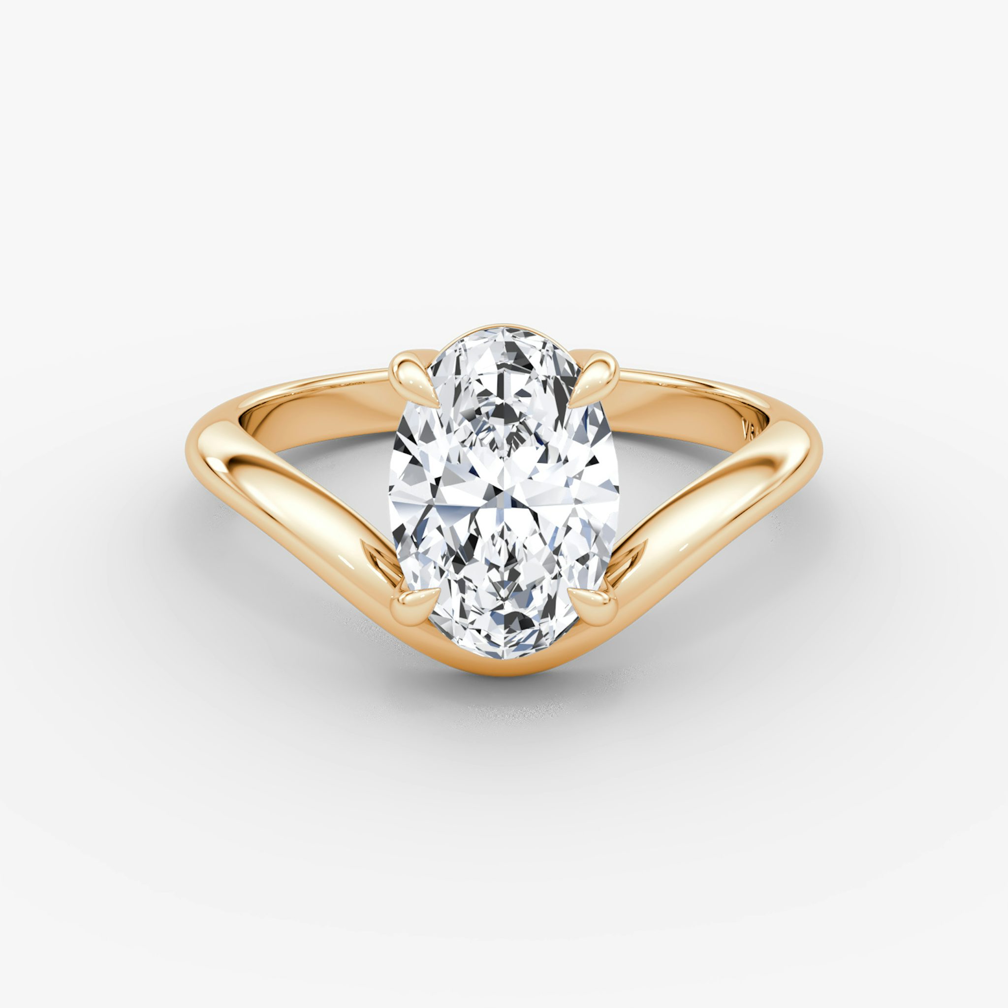 The Curve | Oval | 14k | Rose Gold | bandAccent: Plain | diamondOrientation: vertical | caratWeight: other