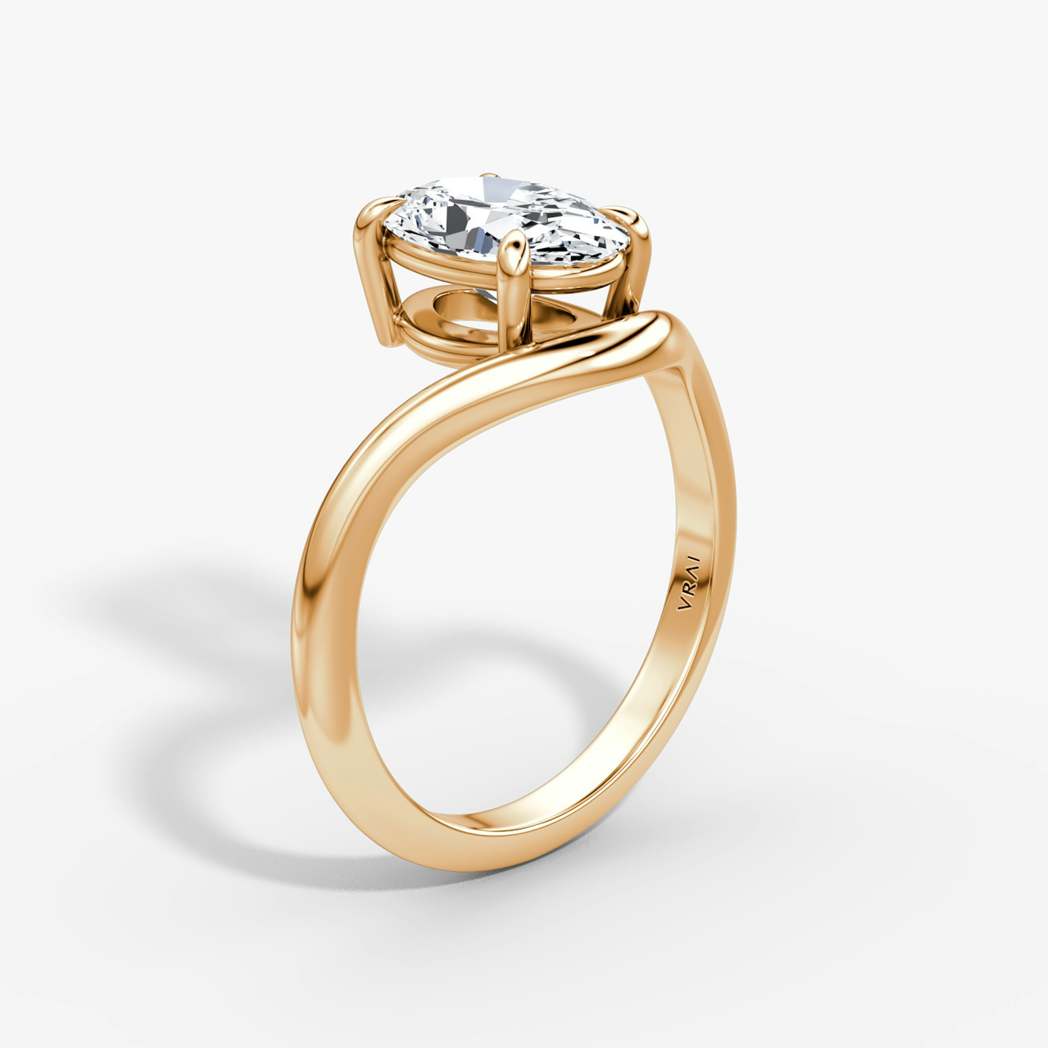 The Curve | Oval | 14k | Rose Gold | bandAccent: Plain | diamondOrientation: vertical | caratWeight: other