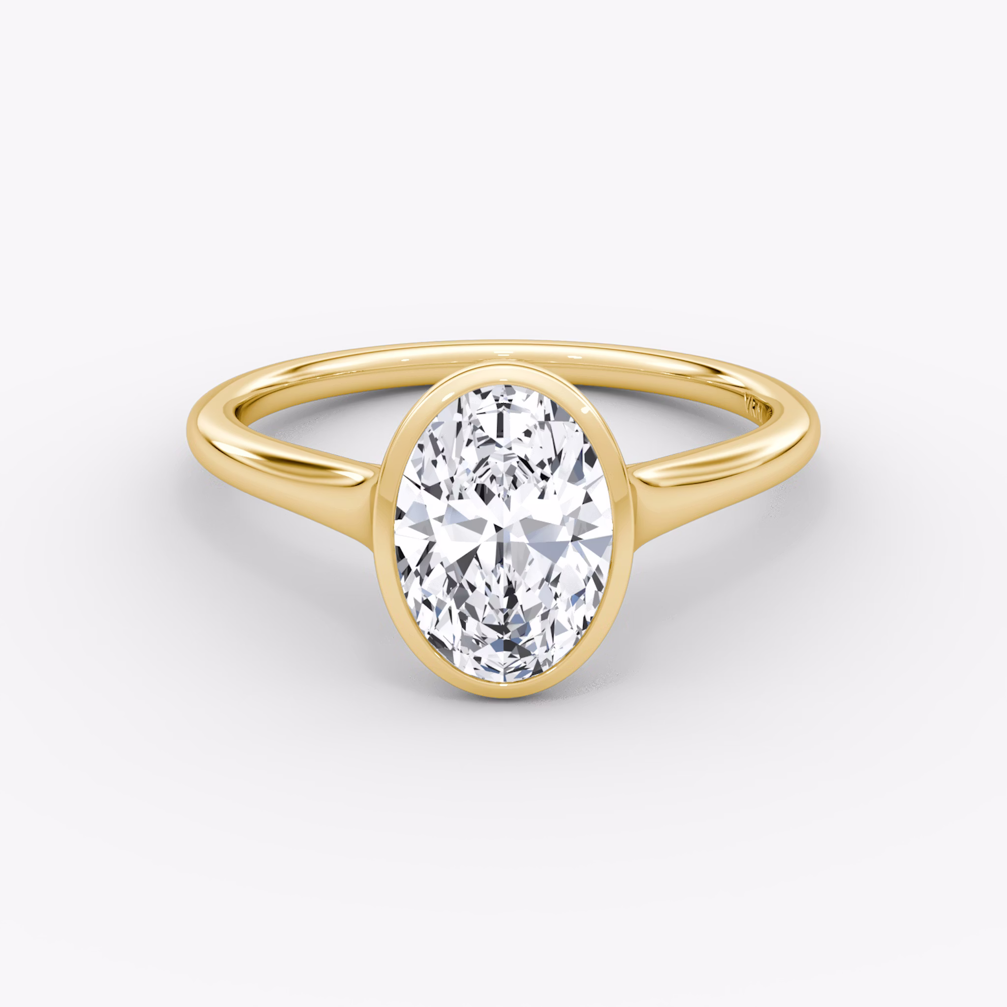 The Flat Edge Bezel | Oval | 18k | Yellow Gold | bandAccent: Plain | diamondOrientation: vertical | caratWeight: other
