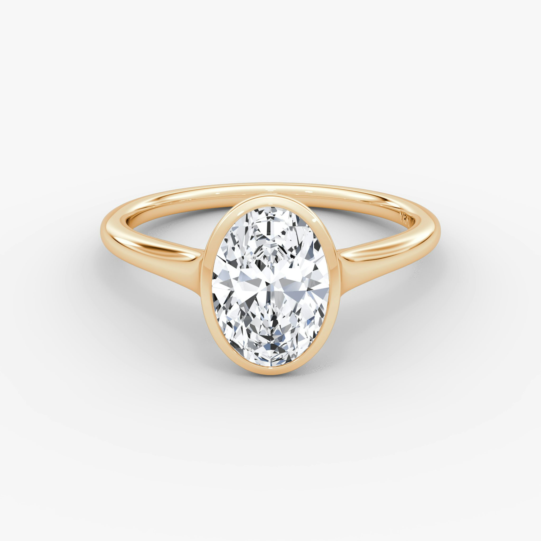 The Flat Edge Bezel | Oval | 14k | Rose Gold | bandAccent: Plain | diamondOrientation: vertical | caratWeight: other