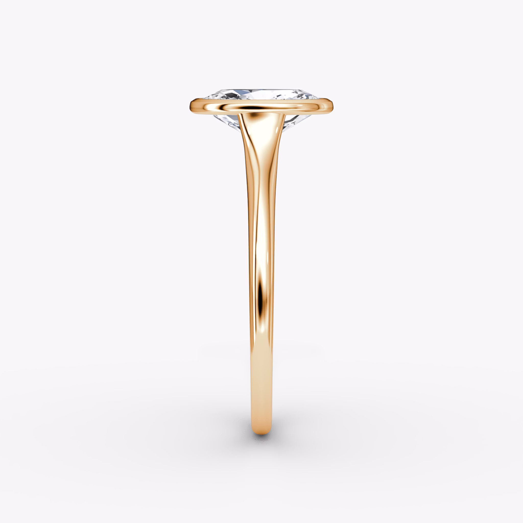 The Flat Edge Bezel | Oval | 14k | Rose Gold | bandAccent: Plain | diamondOrientation: vertical | caratWeight: other