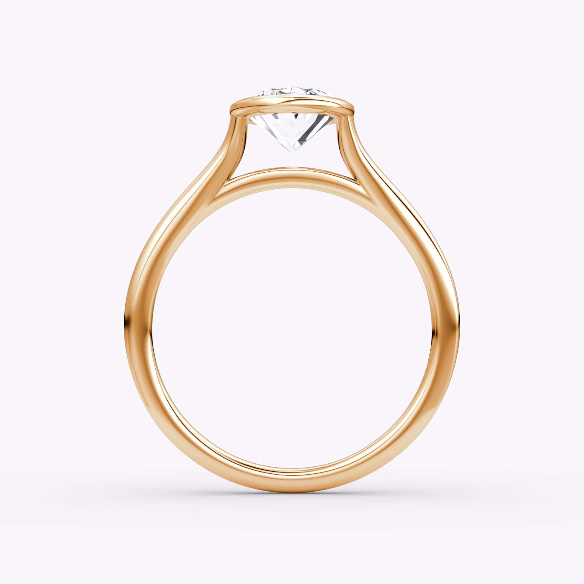 The Flat Edge Bezel | Oval | 14k | Rose Gold | bandAccent: Plain | diamondOrientation: vertical | caratWeight: other