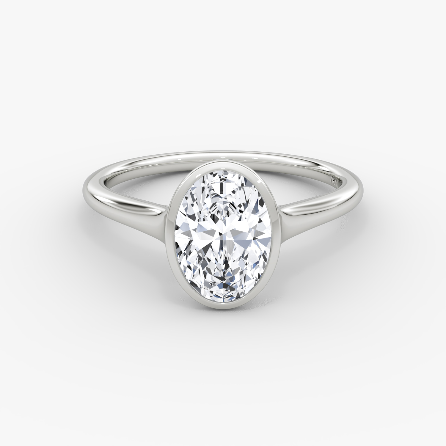 The Flat Edge Bezel | Oval | 18k | White Gold | bandAccent: Plain | diamondOrientation: vertical | caratWeight: other
