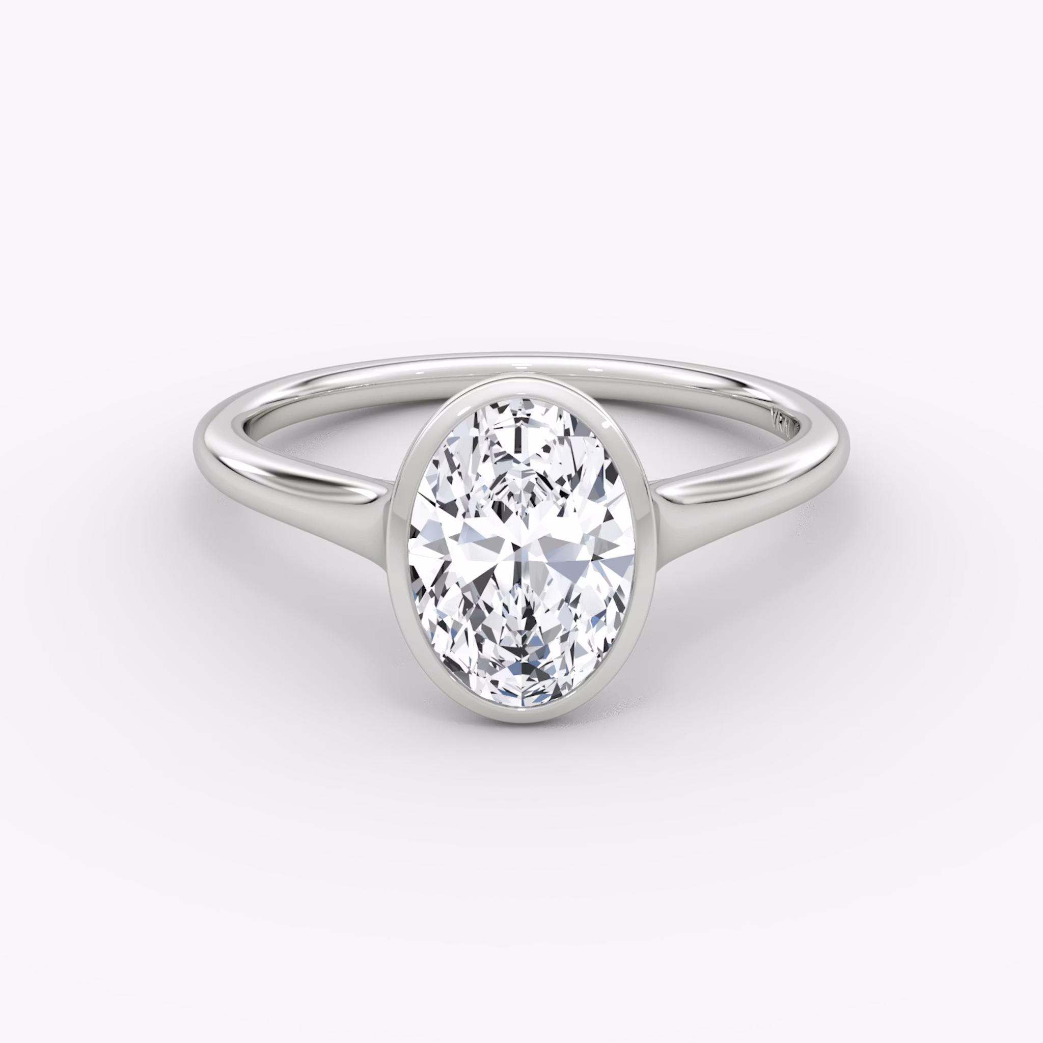 The Flat Edge Bezel | Oval | 18k | White Gold | bandAccent: Plain | diamondOrientation: vertical | caratWeight: other