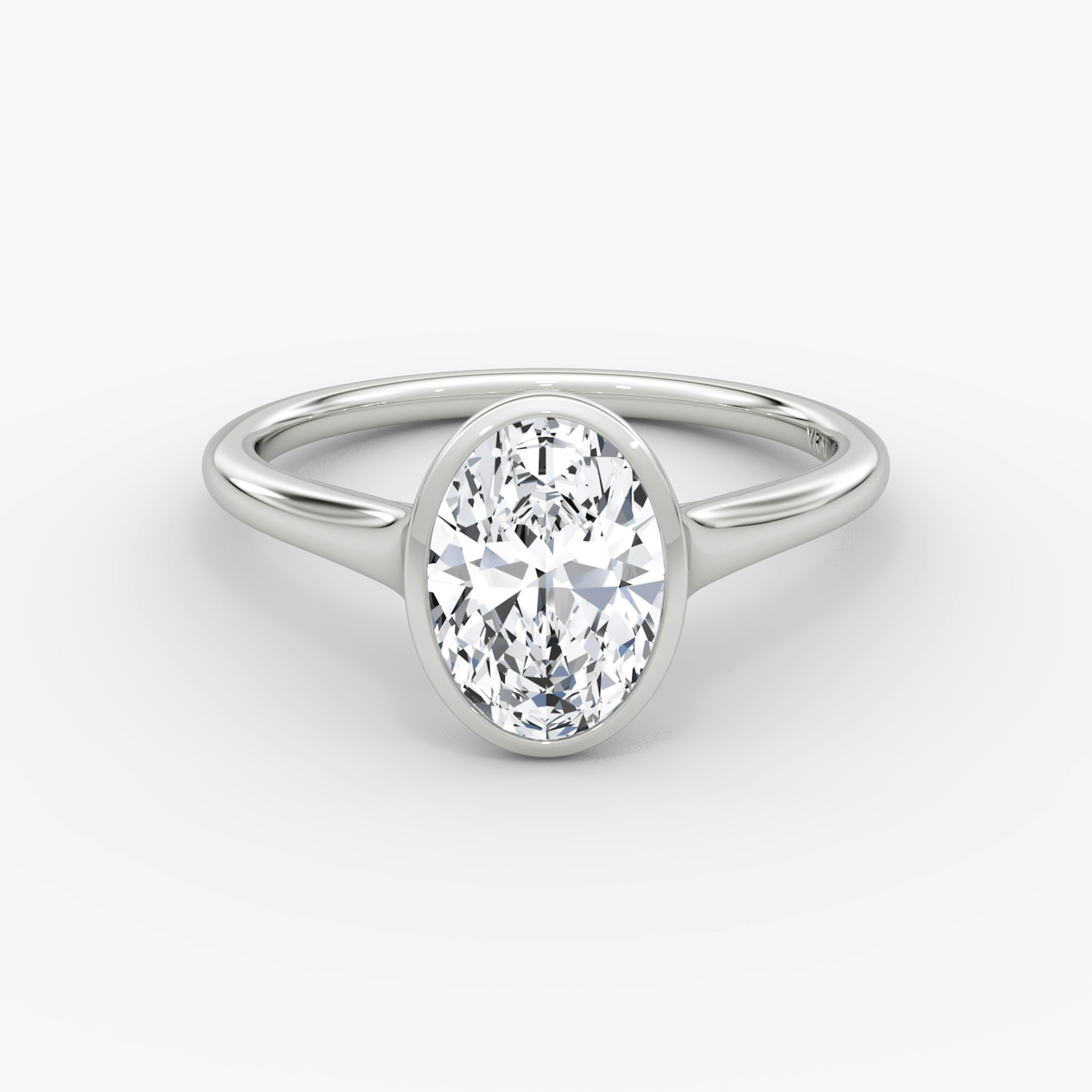 The Flat Edge Bezel | Oval | 18k | White Gold | bandAccent: Plain | diamondOrientation: vertical | caratWeight: other