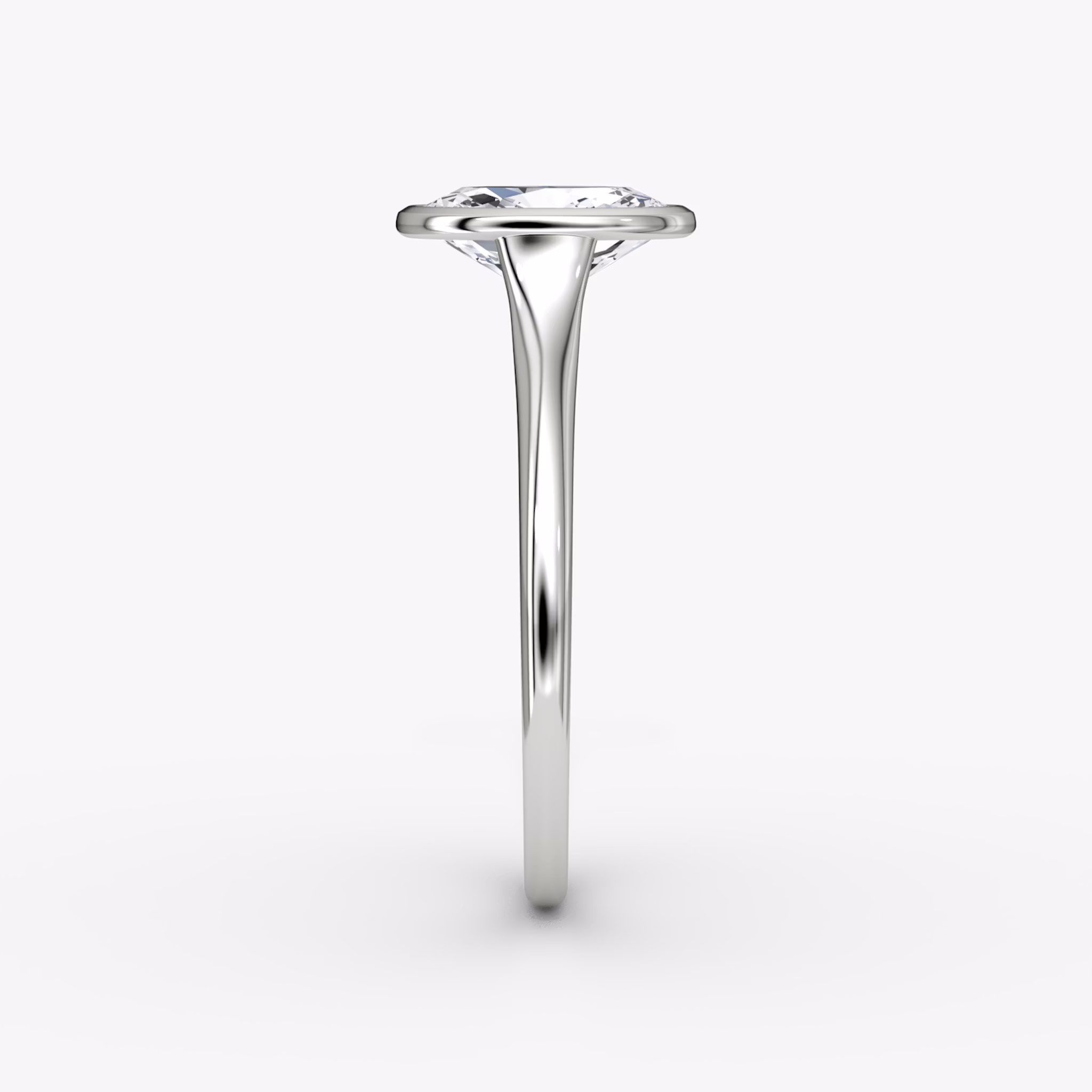 The Flat Edge Bezel | Oval | 18k | White Gold | bandAccent: Plain | diamondOrientation: vertical | caratWeight: other