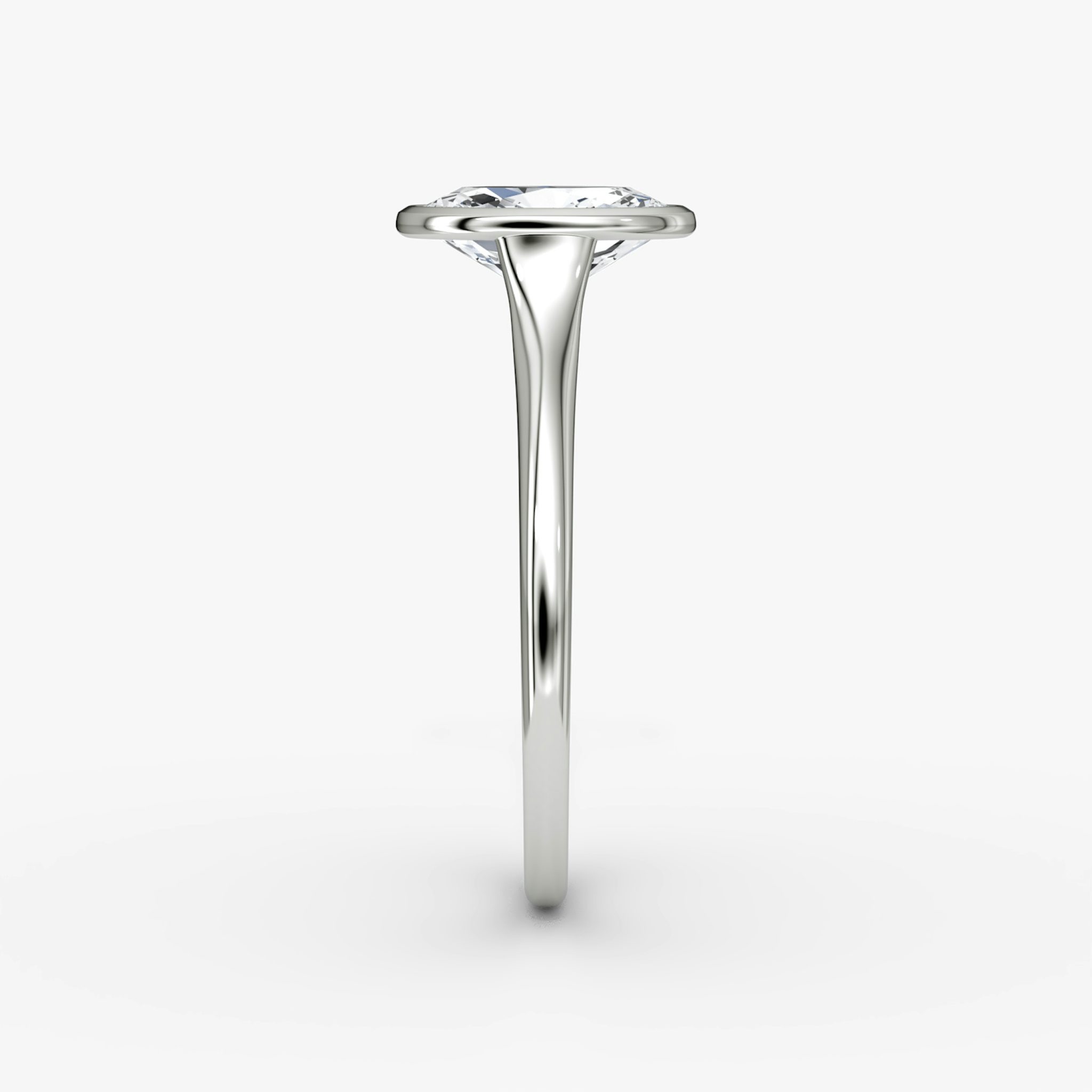 The Flat Edge Bezel | Oval | 18k | White Gold | bandAccent: Plain | diamondOrientation: vertical | caratWeight: other
