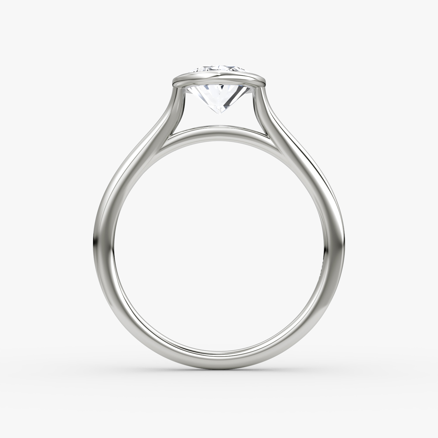The Flat Edge Bezel | Oval | 18k | White Gold | bandAccent: Plain | diamondOrientation: vertical | caratWeight: other