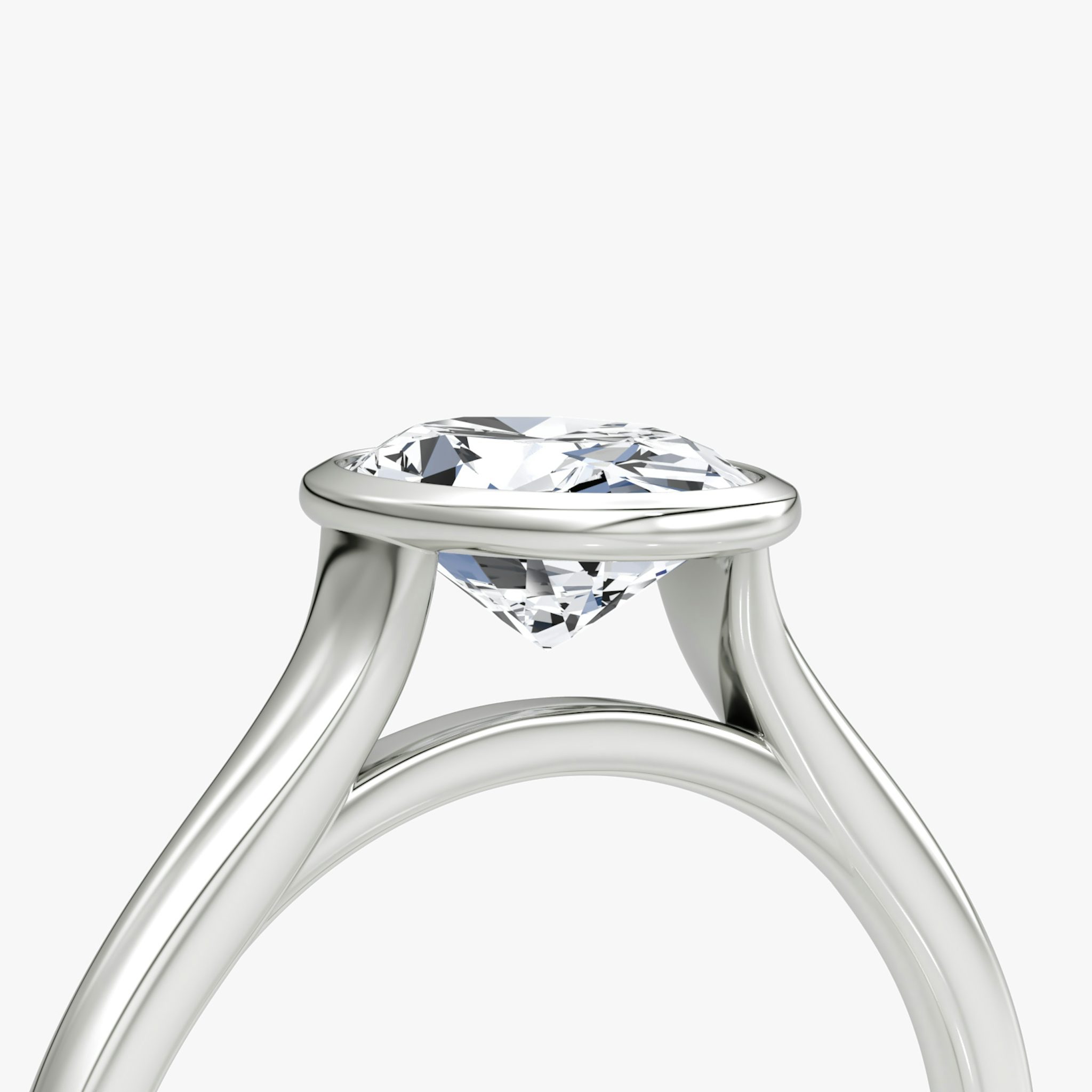 The Flat Edge Bezel | Oval | 18k | White Gold | bandAccent: Plain | diamondOrientation: vertical | caratWeight: other