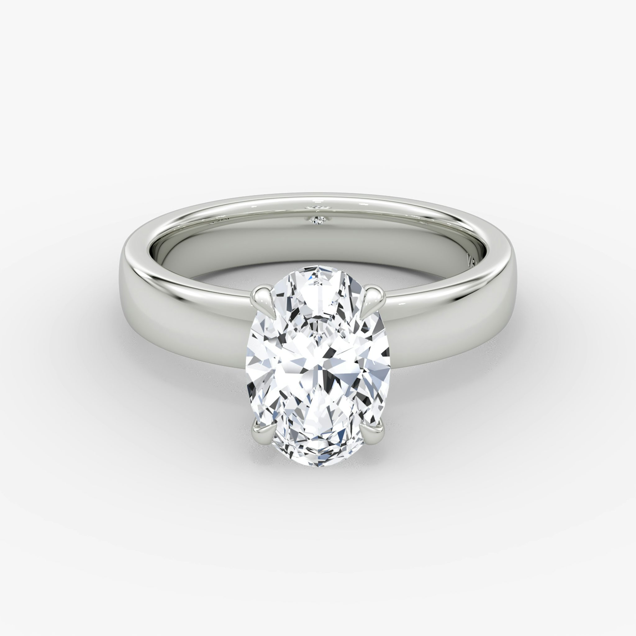Cigar Band Solitaire | Oval | 18k | White Gold | bandWidth: 4mm | diamondOrientation: vertical | caratWeight: other