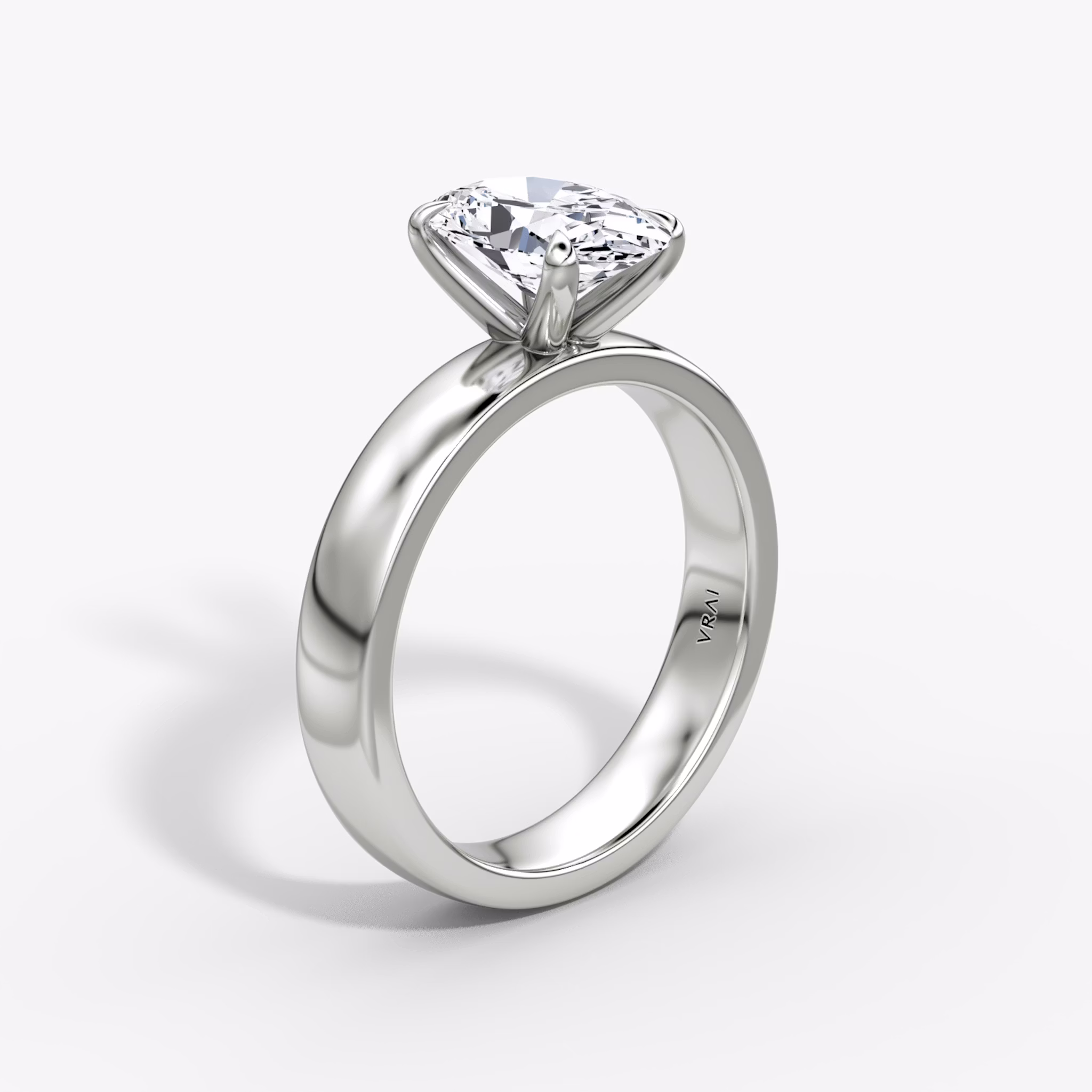 Cigar Band Solitaire | Oval | 18k | White Gold | bandWidth: 4mm | diamondOrientation: vertical | caratWeight: other