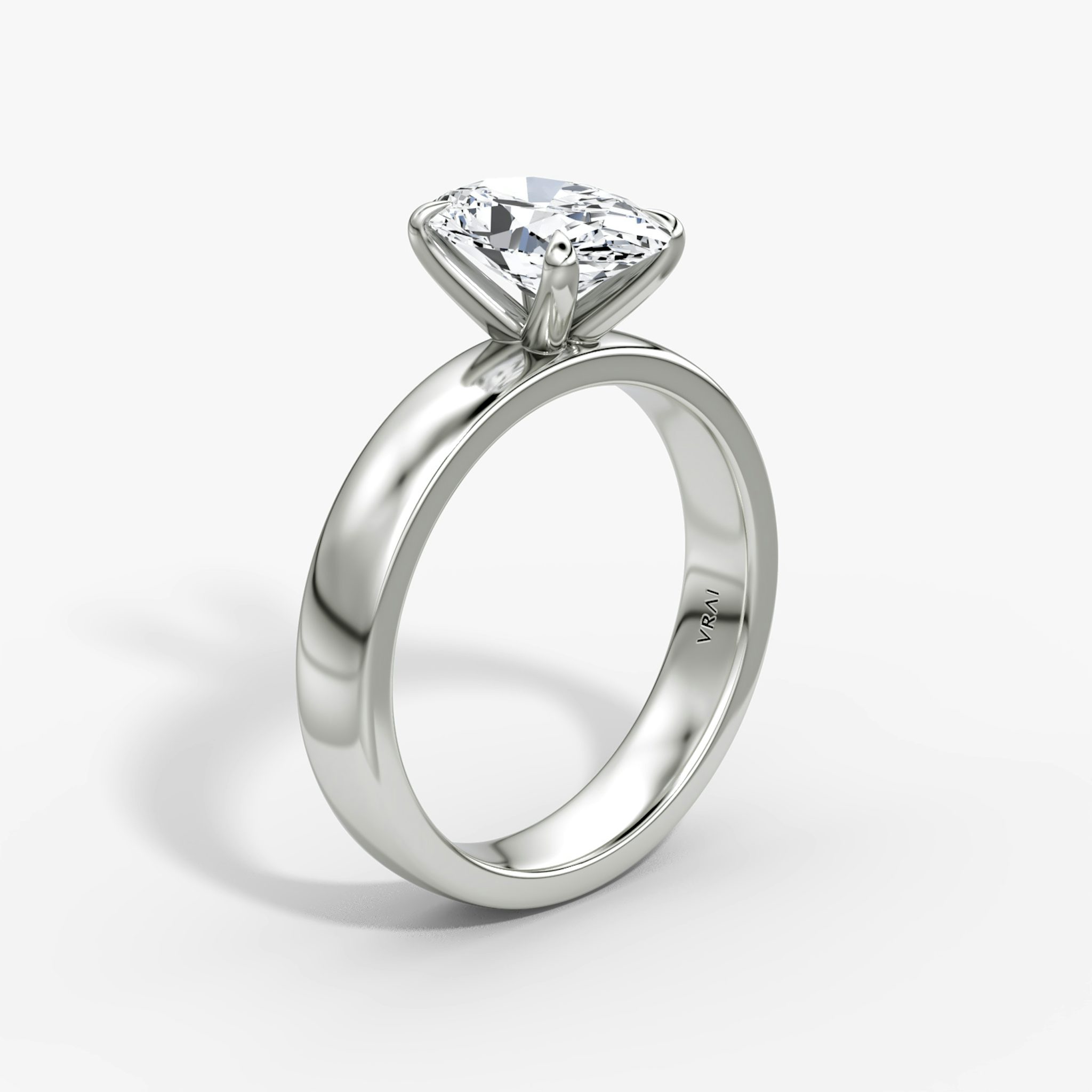 Cigar Band Solitaire | Oval | 18k | White Gold | bandWidth: 4mm | diamondOrientation: vertical | caratWeight: other