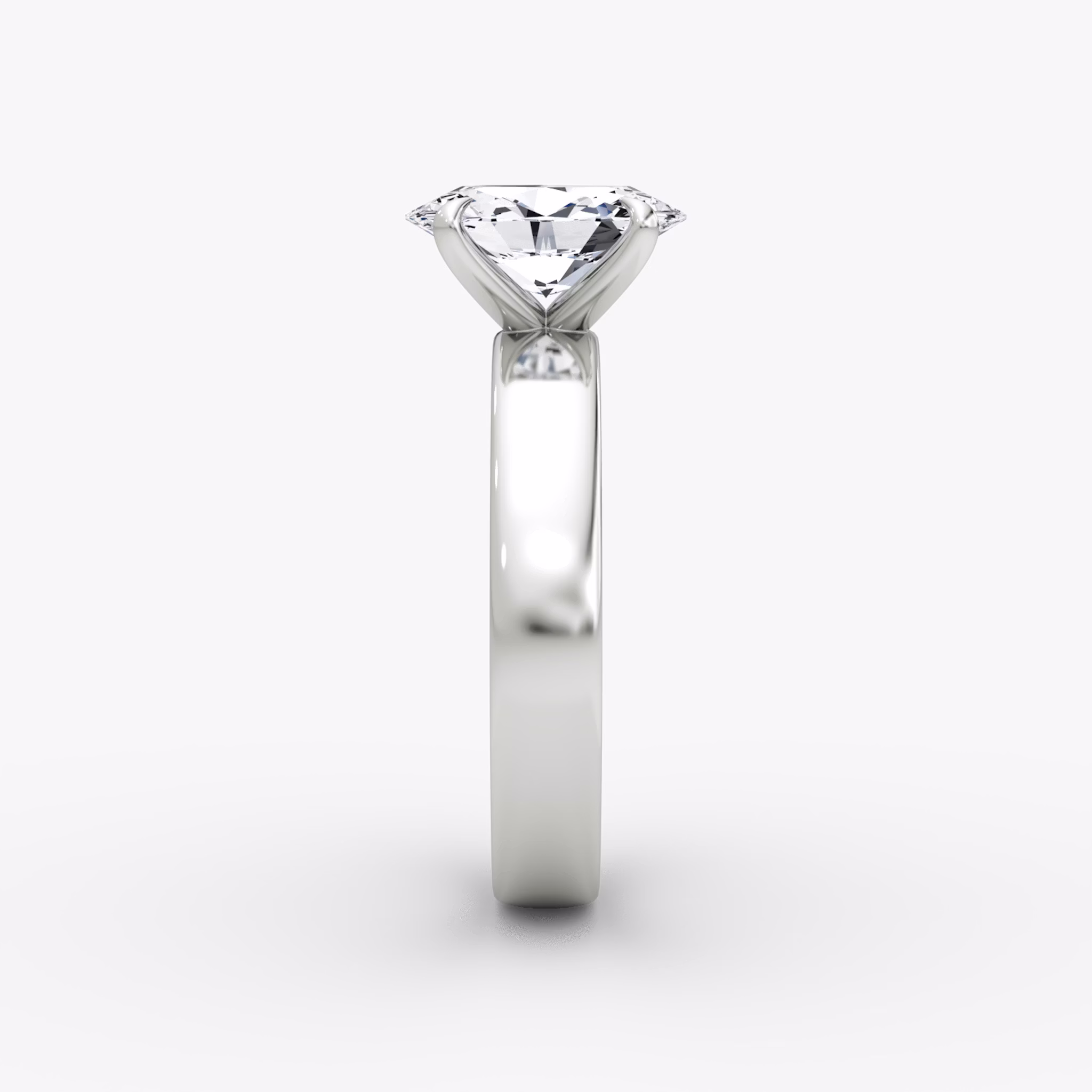 Cigar Band Solitaire | Oval | 18k | White Gold | bandWidth: 4mm | diamondOrientation: vertical | caratWeight: other