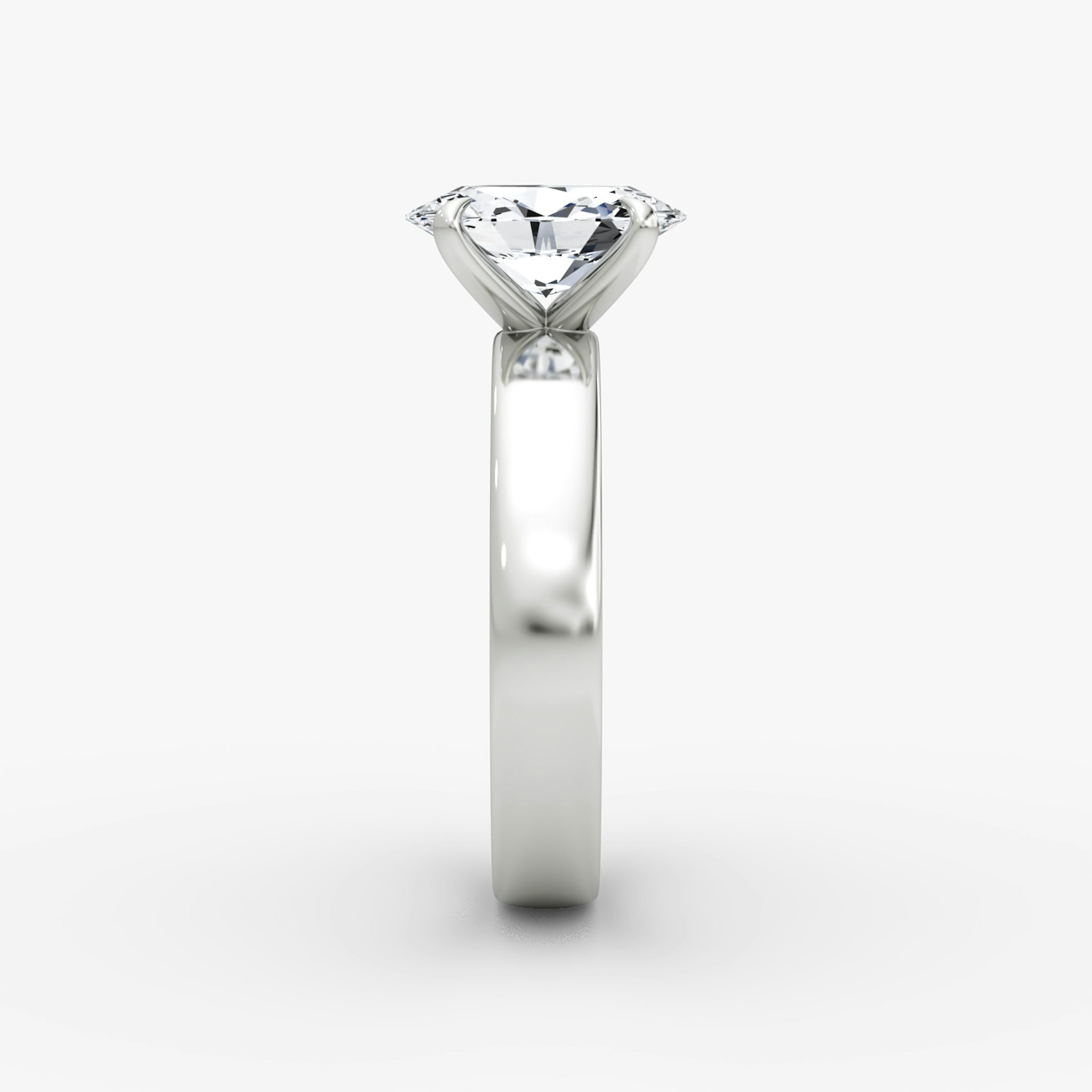Cigar Band Solitaire | Oval | 18k | White Gold | bandWidth: 4mm | diamondOrientation: vertical | caratWeight: other