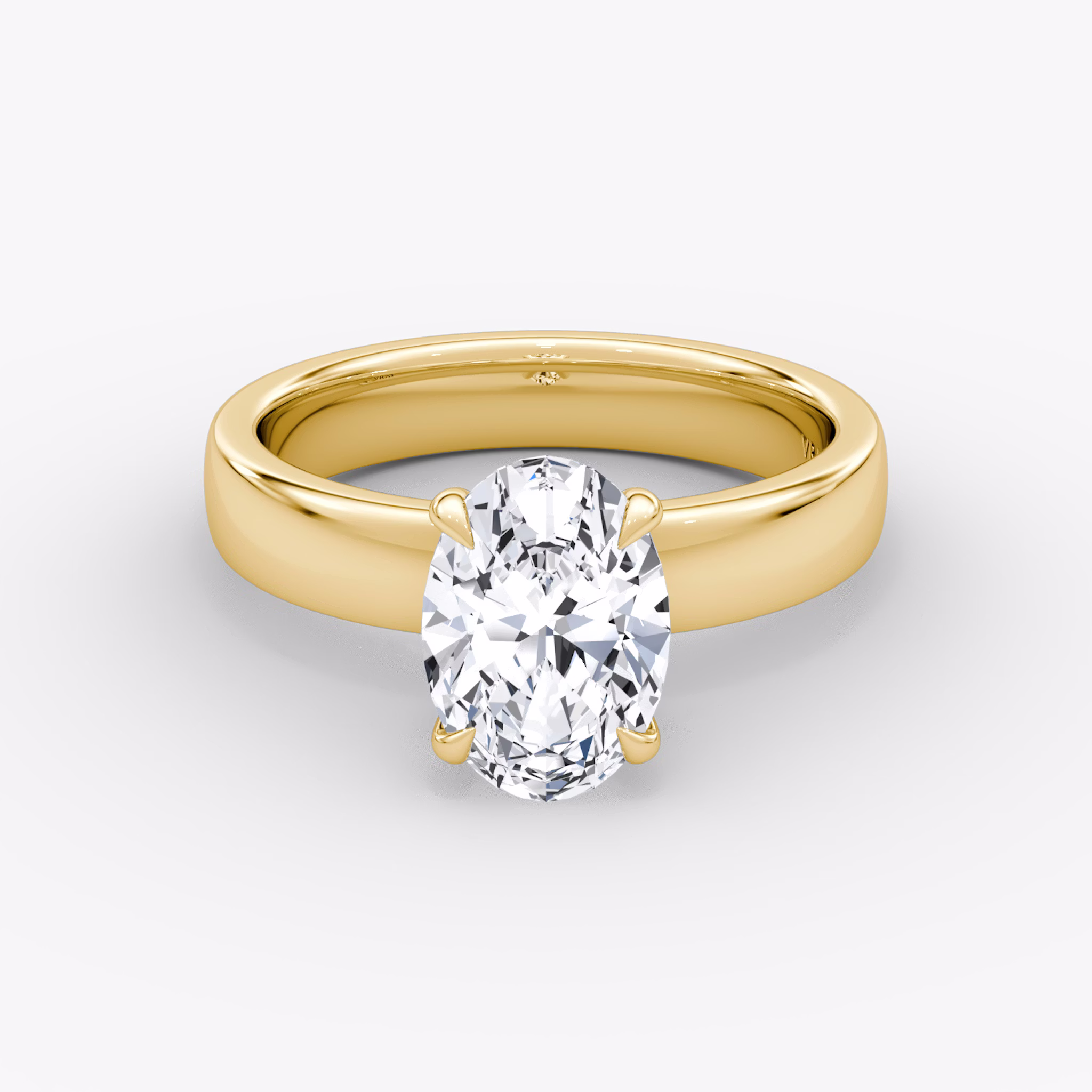 Cigar Band Solitaire | Oval | 18k | Yellow Gold | bandWidth: 4mm | diamondOrientation: vertical | caratWeight: other