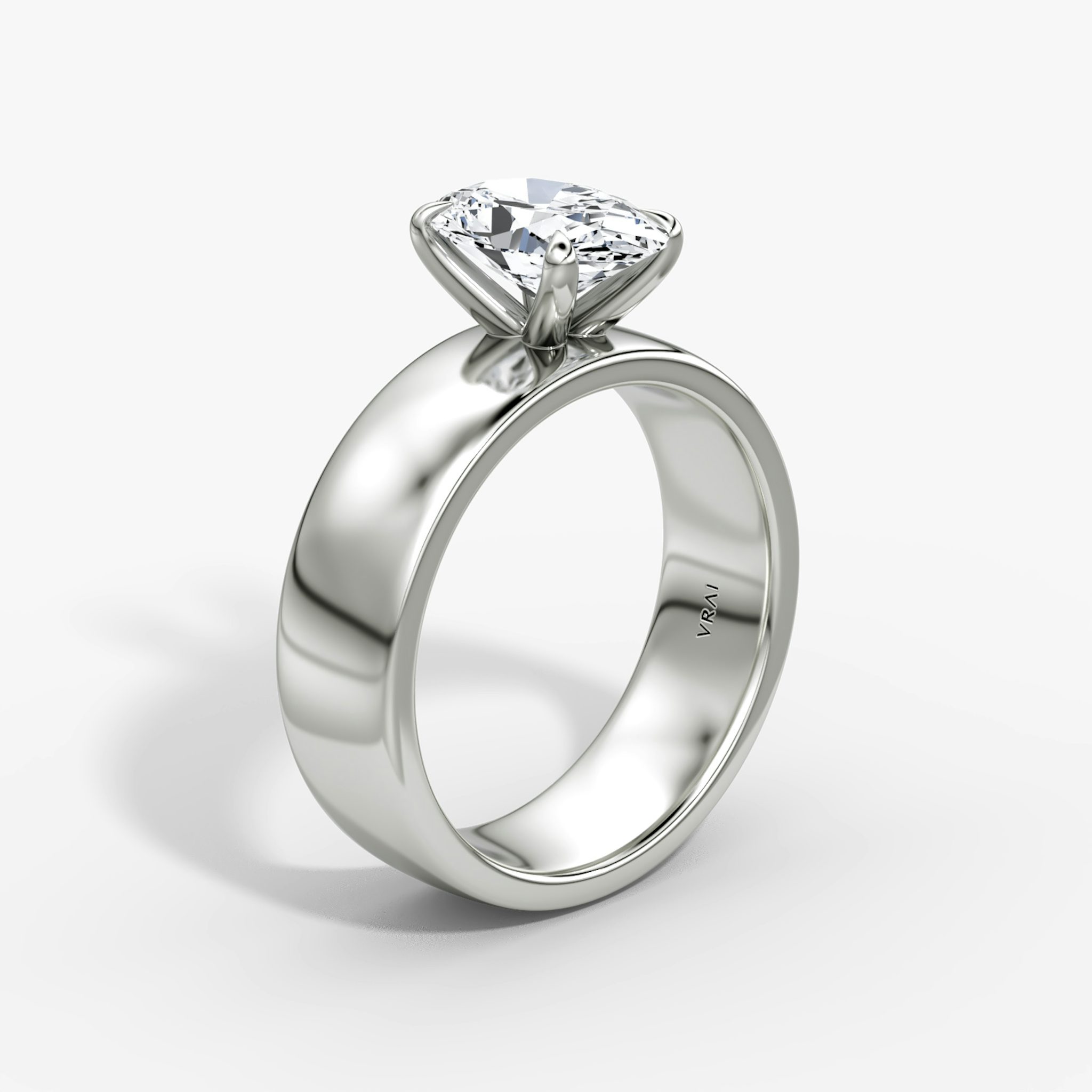 Cigar Band Solitaire | Oval | Platinum | bandWidth: 6mm | diamondOrientation: vertical | caratWeight: other