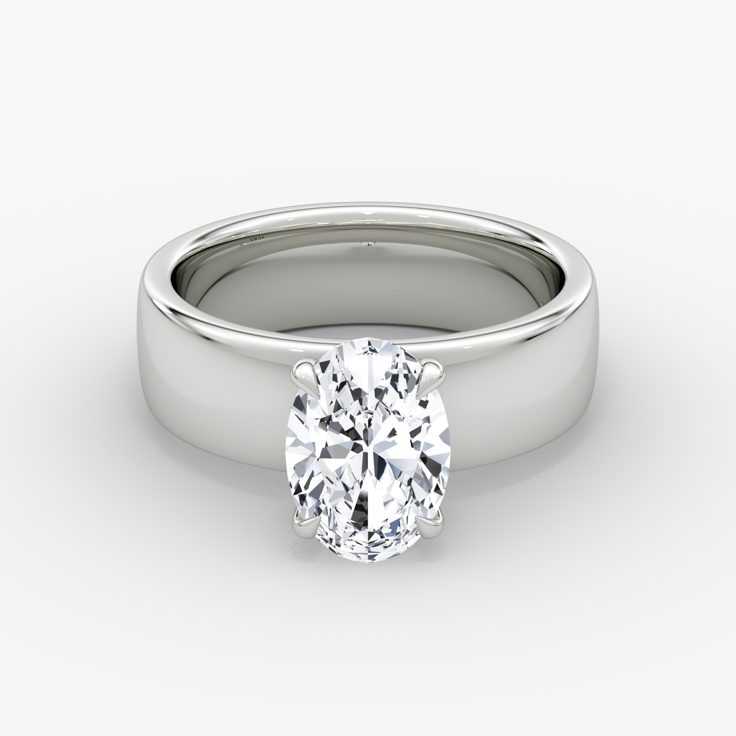 Cigar Band Solitaire | Oval | Platinum | bandWidth: 6mm | diamondOrientation: vertical | caratWeight: other