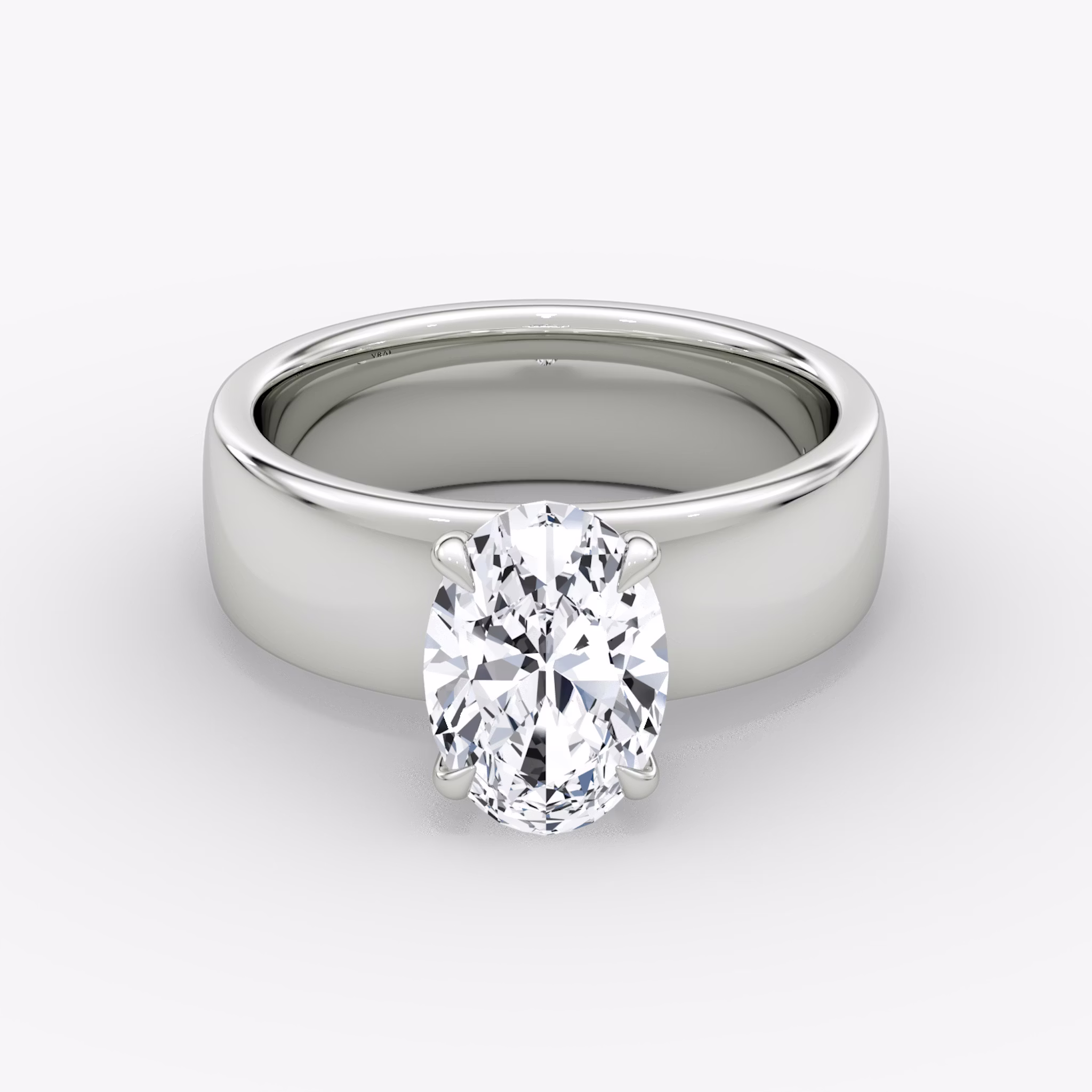 Cigar Band Solitaire | Oval | Platinum | bandWidth: 6mm | diamondOrientation: vertical | caratWeight: other