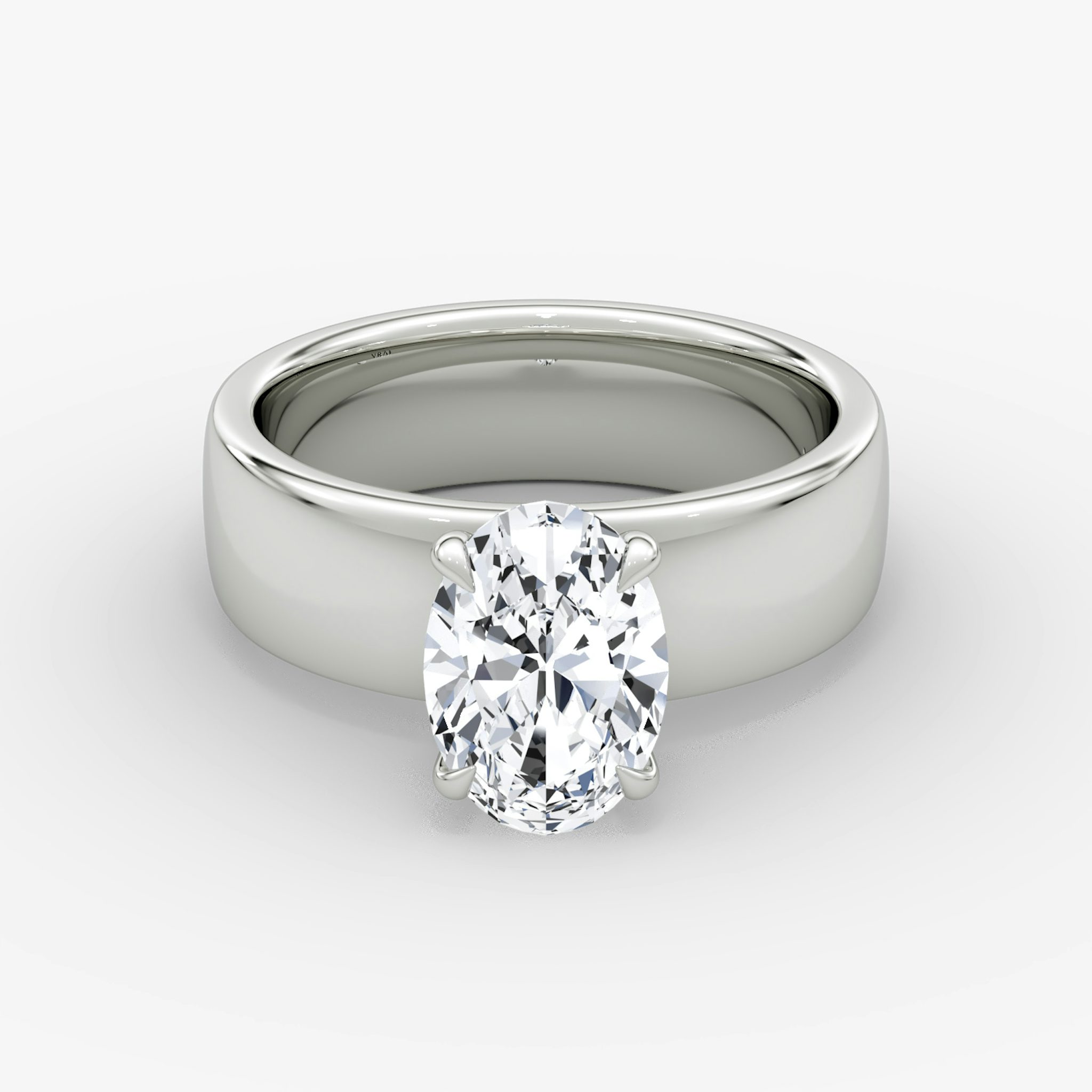Cigar Band Solitaire | Oval | Platinum | bandWidth: 6mm | diamondOrientation: vertical | caratWeight: other